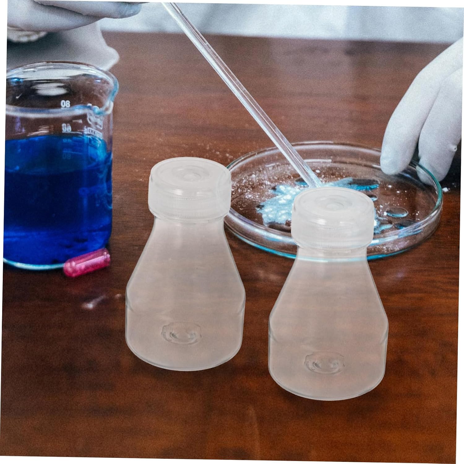 VOSAREA 2pcs High-Temperature Resistant Plastic Laboratory Bottles for Cell and Tissue Culture Reusable Sample Containers Experimental Flasks for Diverse Applications