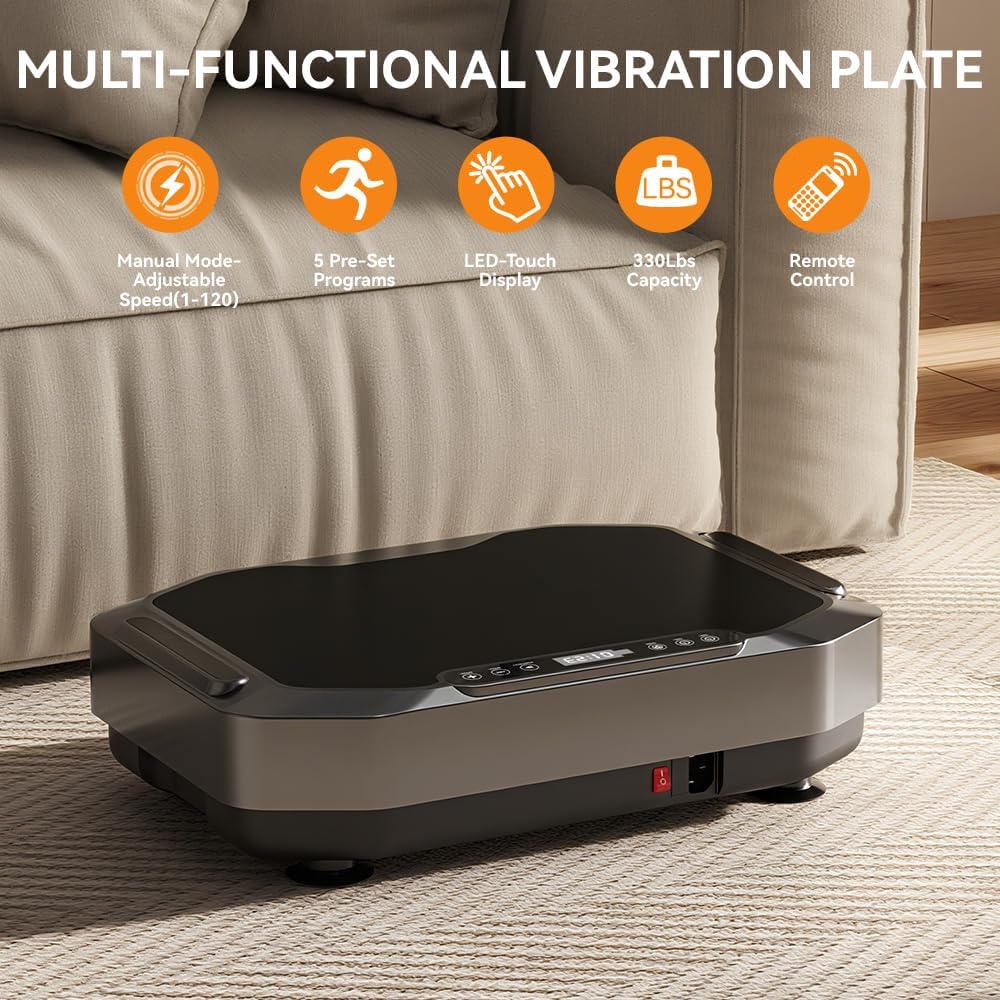 Vibration Plate Exercise Machine with LED Display, Fitness Vibrating Lymphatic Drainage Full Body Workout Shaker for Weight Loss, Vibrate Fitness Platform with Cool Lights