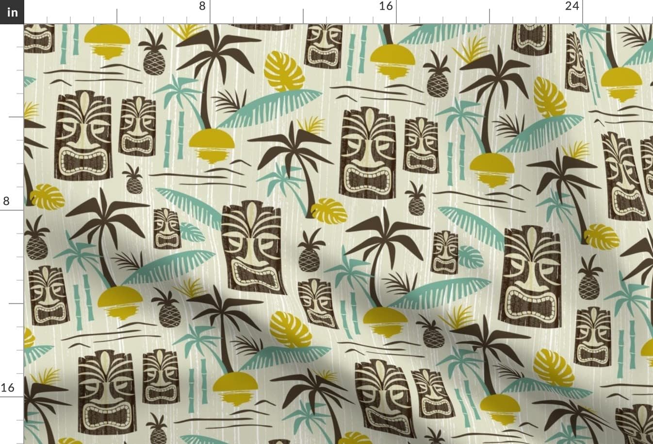 Spoonflower Fabric - Island Tiki Tan Tropical Vintage Mid Century Modern Retro Palm Tree Printed on Minky Fabric by The Yard - Sewing Baby Blankets Quilt Backing Plush