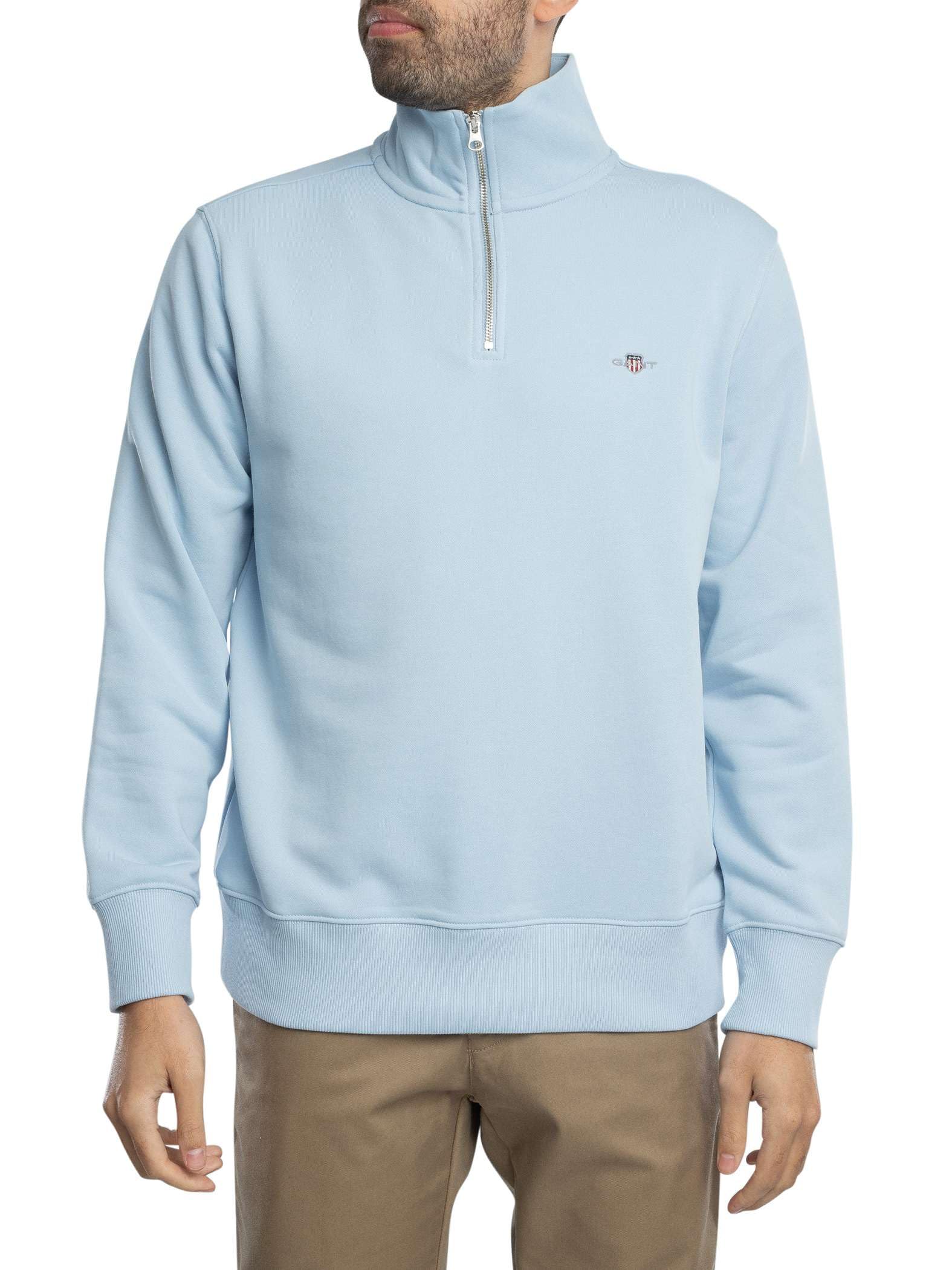 Gant Men's Fresh Blue Regular Shield 1/4 Zip Sweatshirt