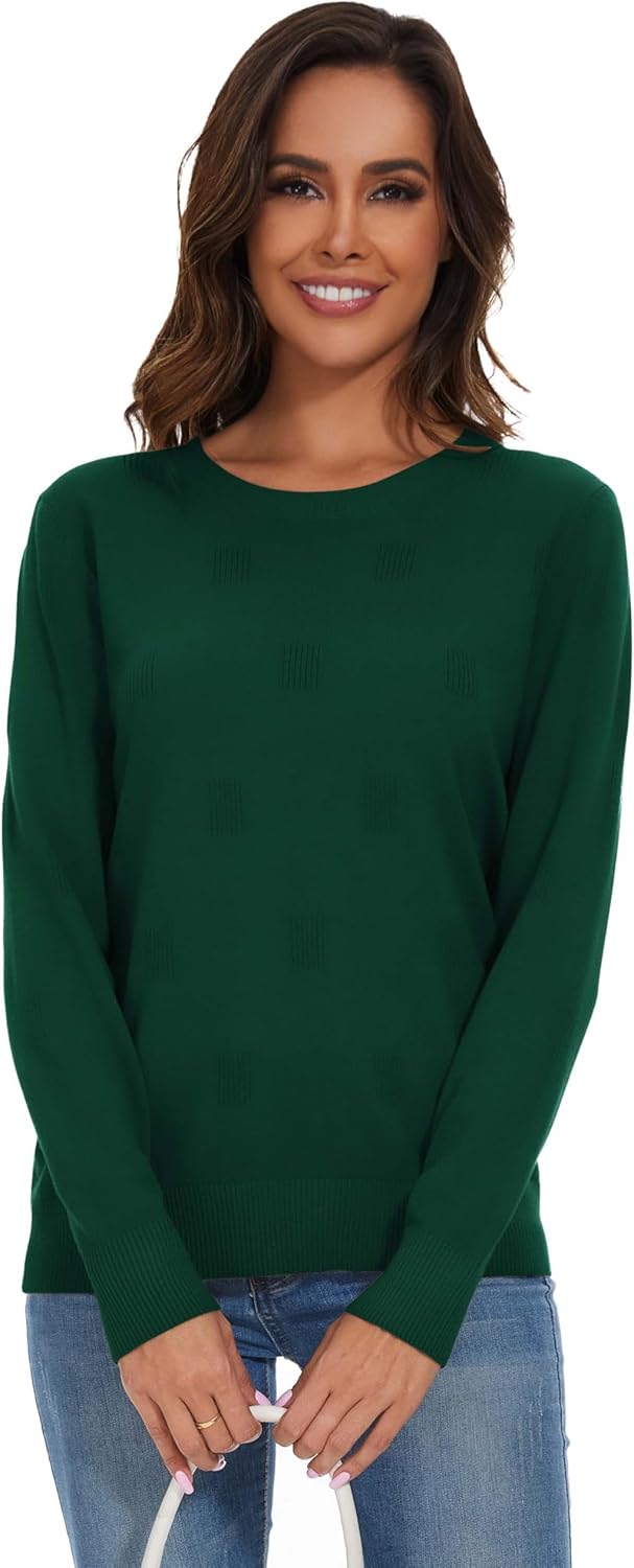 Women's Fall Pullover Long Sleeve Crew Neck Casual Ribbed Knit Lightweight Soft Sweater Top - Image 4