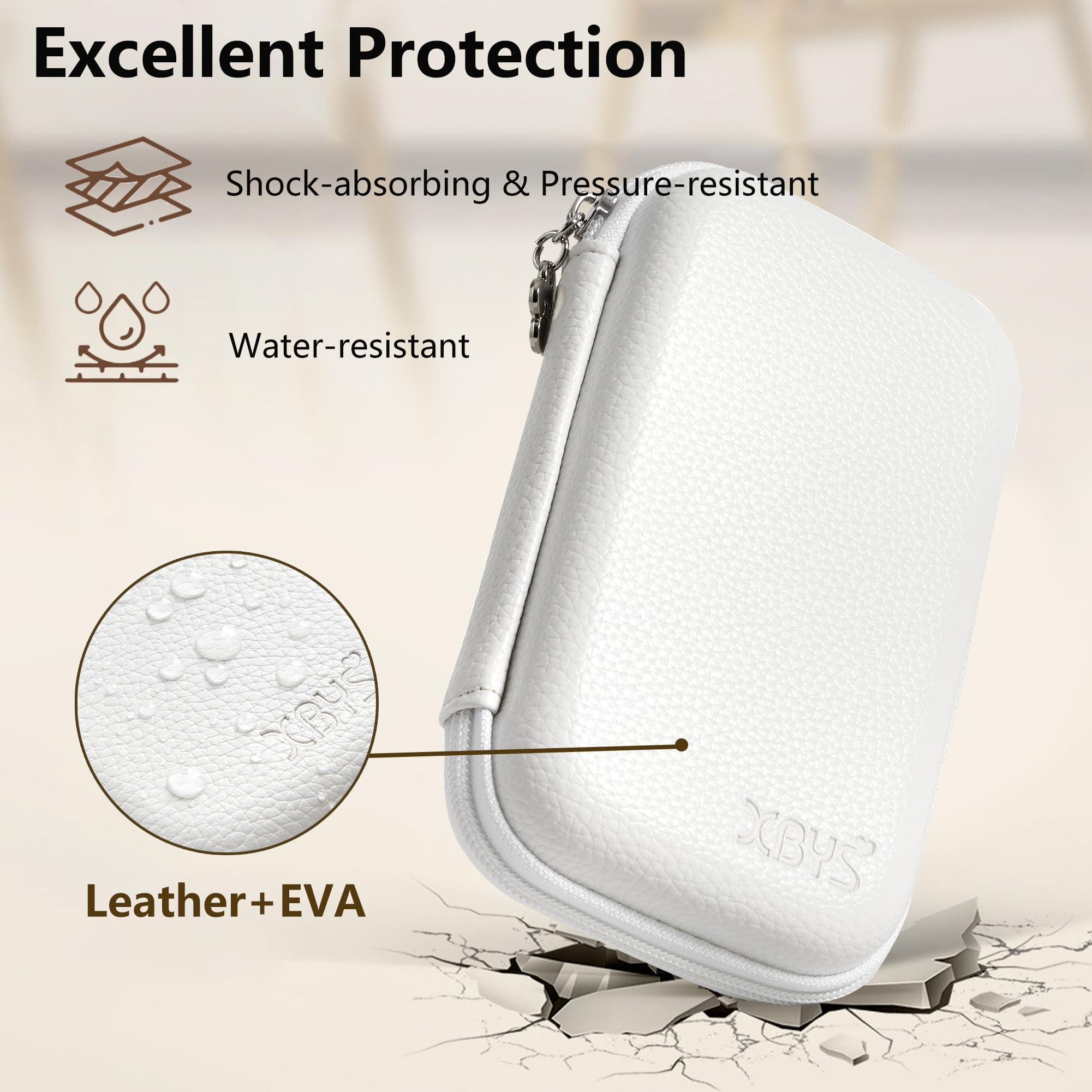 Custodia Rigida Antishock per Hard Disk Esterno 2,5" | Case Protettiva per Sandisk Extreme PRO/SSD 1TB/2TB, WD Elements, HDD Esterno Compatibile con SSD Esterno, Custodia Hard Disk (Bianco)