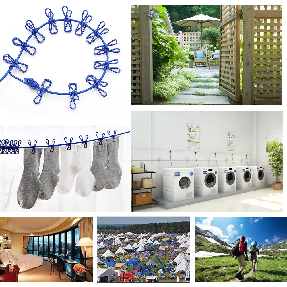 Corde À Linge Extensible Avec 12 Pinces À Linge-Accessoire De Camping