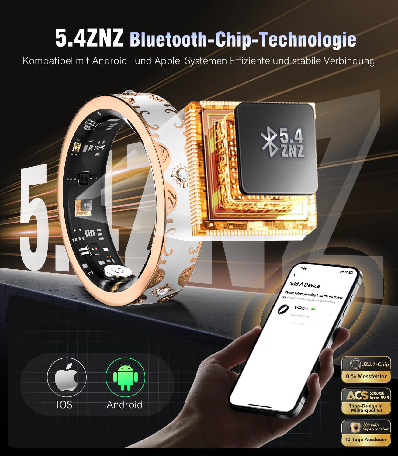 2026 TOP 1 9.0 Smart Ring e custodia di ricarica. 【Industry First – 0 errore di misurazione】【IP68 impermeabile】 Anello intelligente da uomo e da donna per monitoraggio del sonno, dispositivo