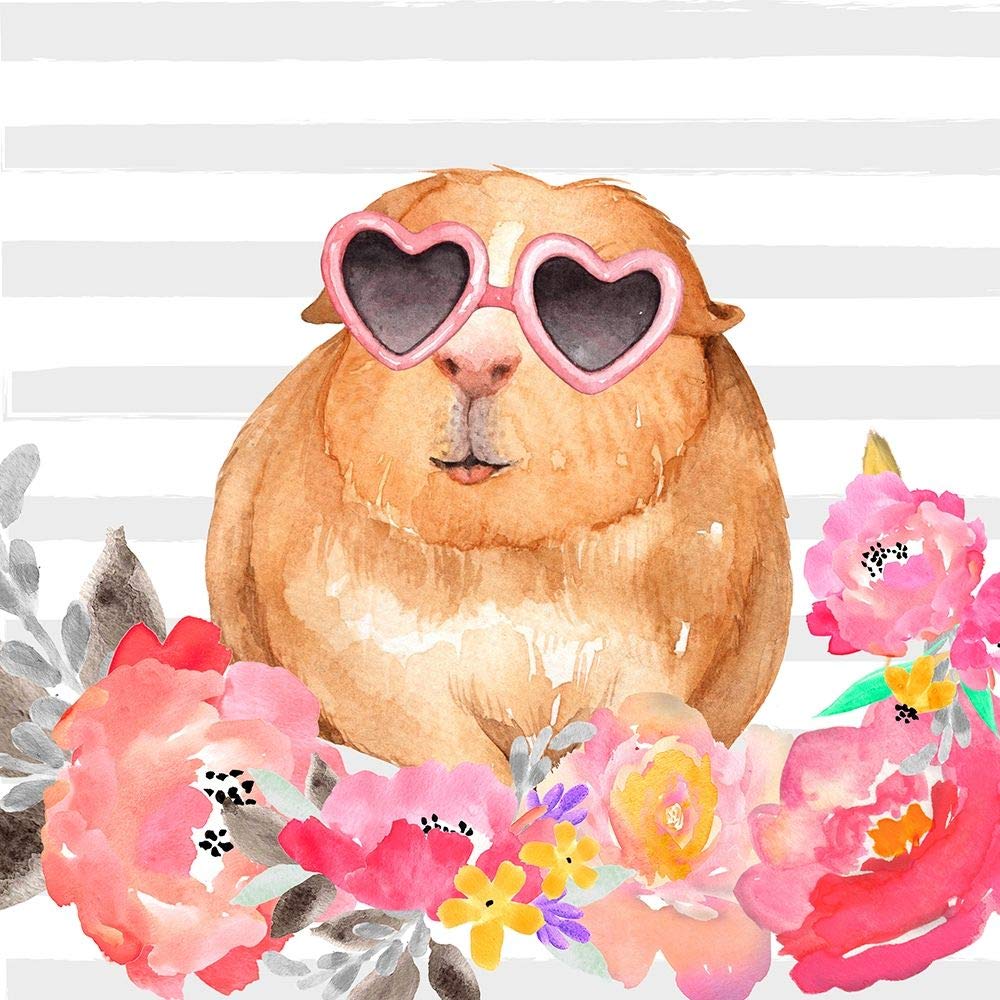PosterazziCollection Guinea Pig with Glasses Poster Print by Atelier B Art Studio (12 x 12)