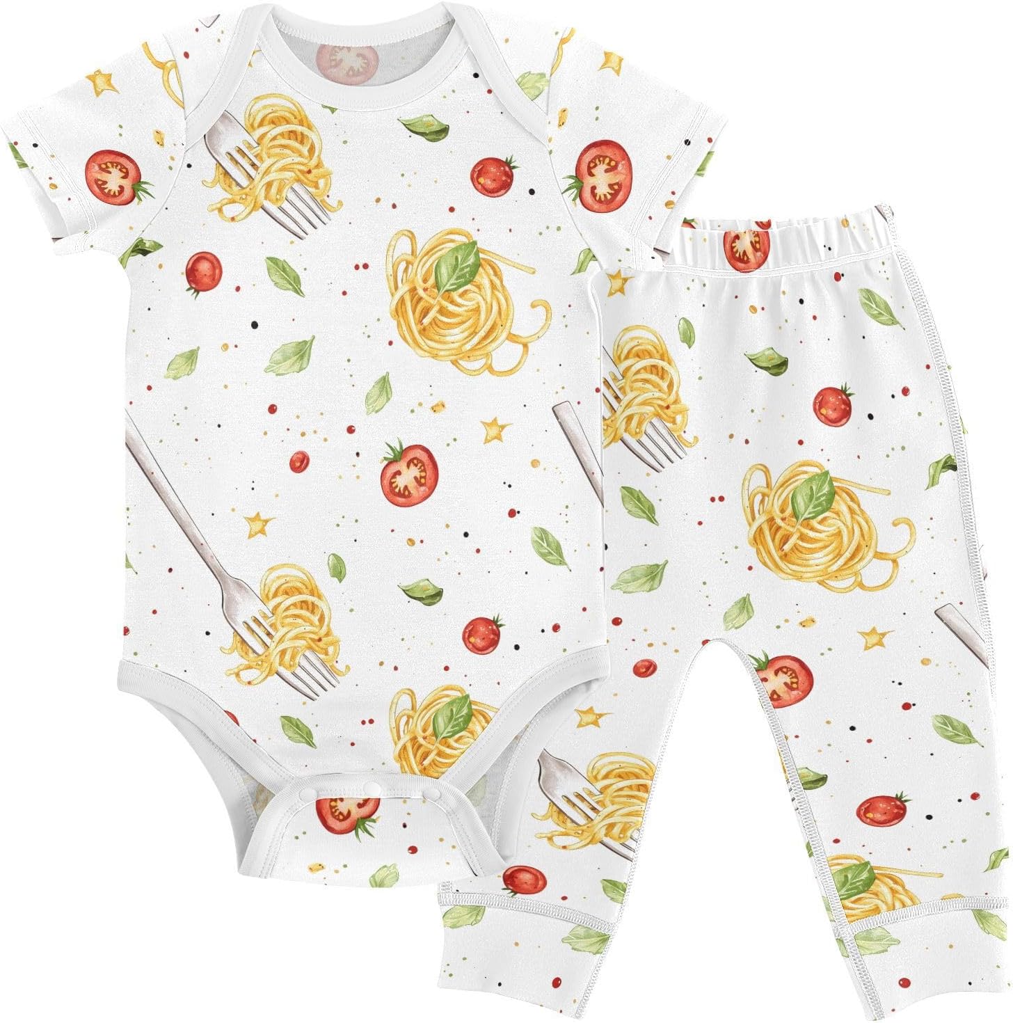 vvfelixl Baby Clothes Spaghetti Tomato Baby Bodysuits Set Unisex Short Sleeve Babys Pants Sets 0-3M