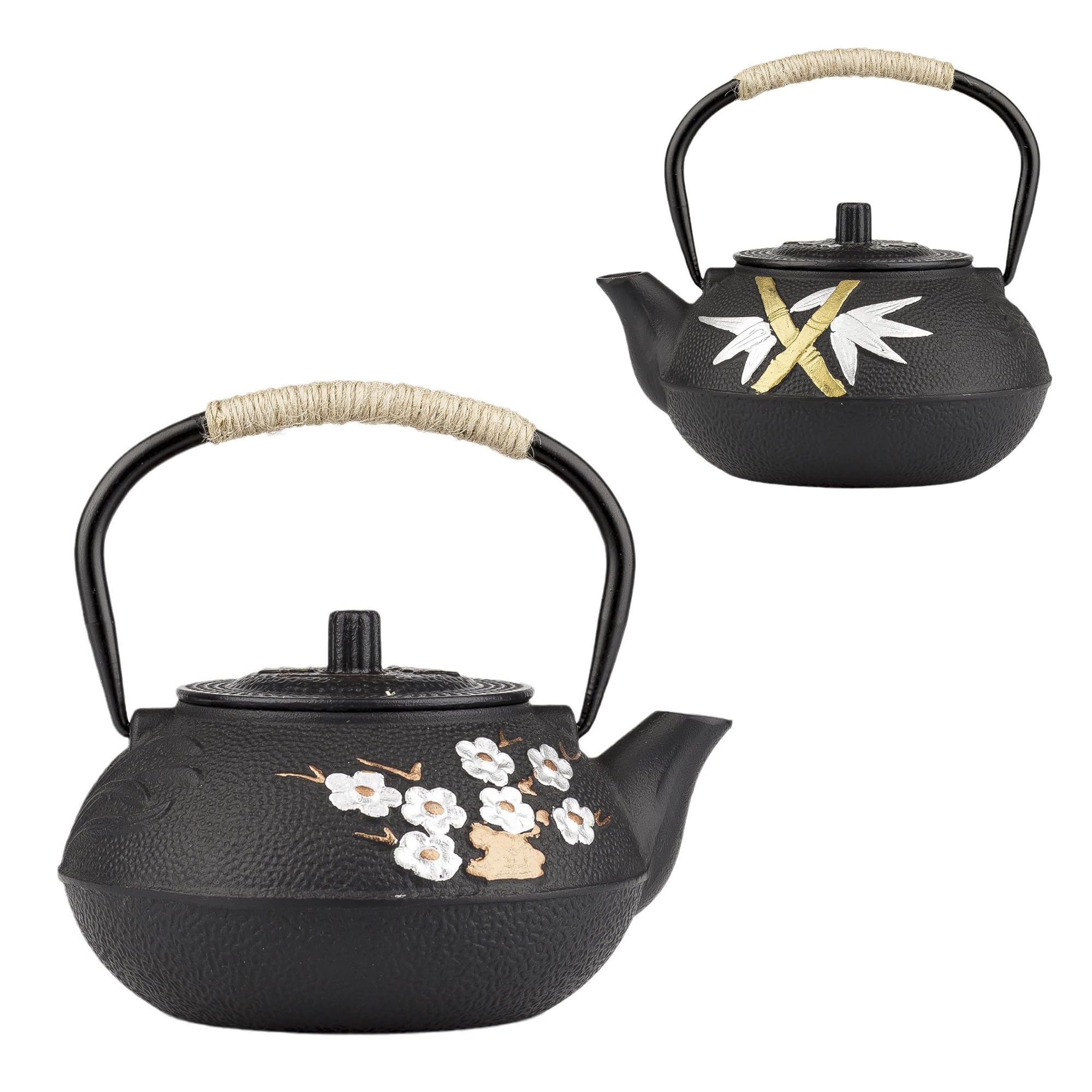 Tetera de hierro fundido, tetera japonesa de hierro fundido con infusor de acero inoxidable para estufa segura (27 onzas/800 ml)