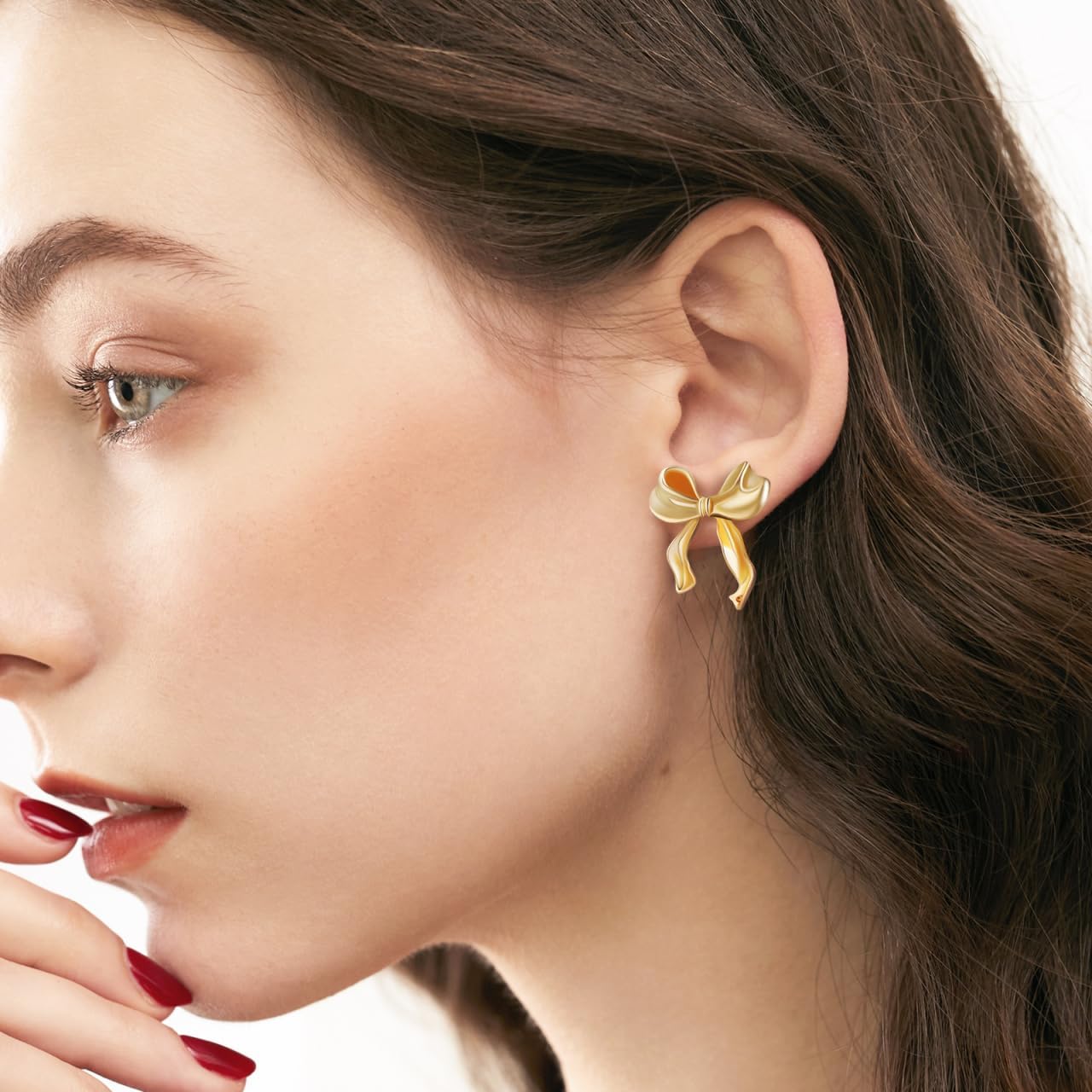 SAFIGLE Gold Bow Earrings for Women 1.18 Inch Dainty 18K Gold Plated Studs and Drop Earrings Set Elegant Accessories for Wedding Party and Daily Wear - Image 7