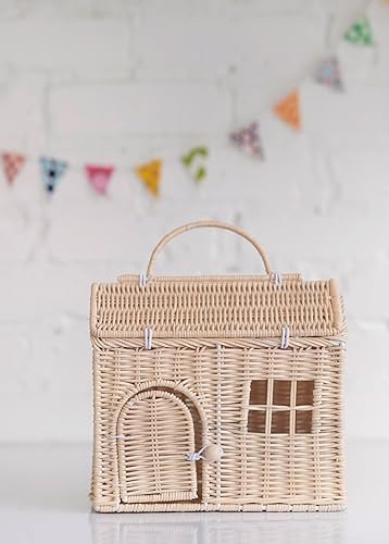 Miniatura 2 de Rool Rattan House Shaped Basket Wicker Small Dollhouse Gift for Girls, Boho Toys, Mouse in a Box House, Little Girl Purse Clutch, Doll Carrier