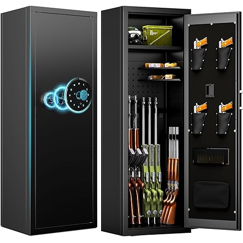 KAER 13-15 Biometric Gun Safe, Long Gun Safe for Home Rifle and Pistols with Fingerprint Lock, Ideal for AR15, Shotguns & Ammunition Storage | Unassembled Gun Cabinet for Home & Hunting Use