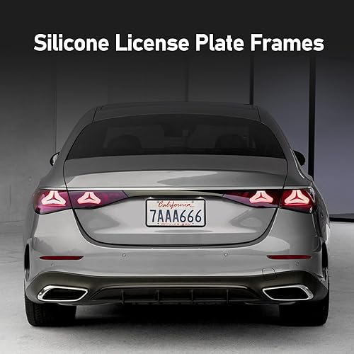 Miniatura 3 de 1 marco de silicona para placa de automóvil, 12.2 x 6.3 pulgadas, impermeable, a prueba de óxido, no daña la pintura del automóvil, soporte