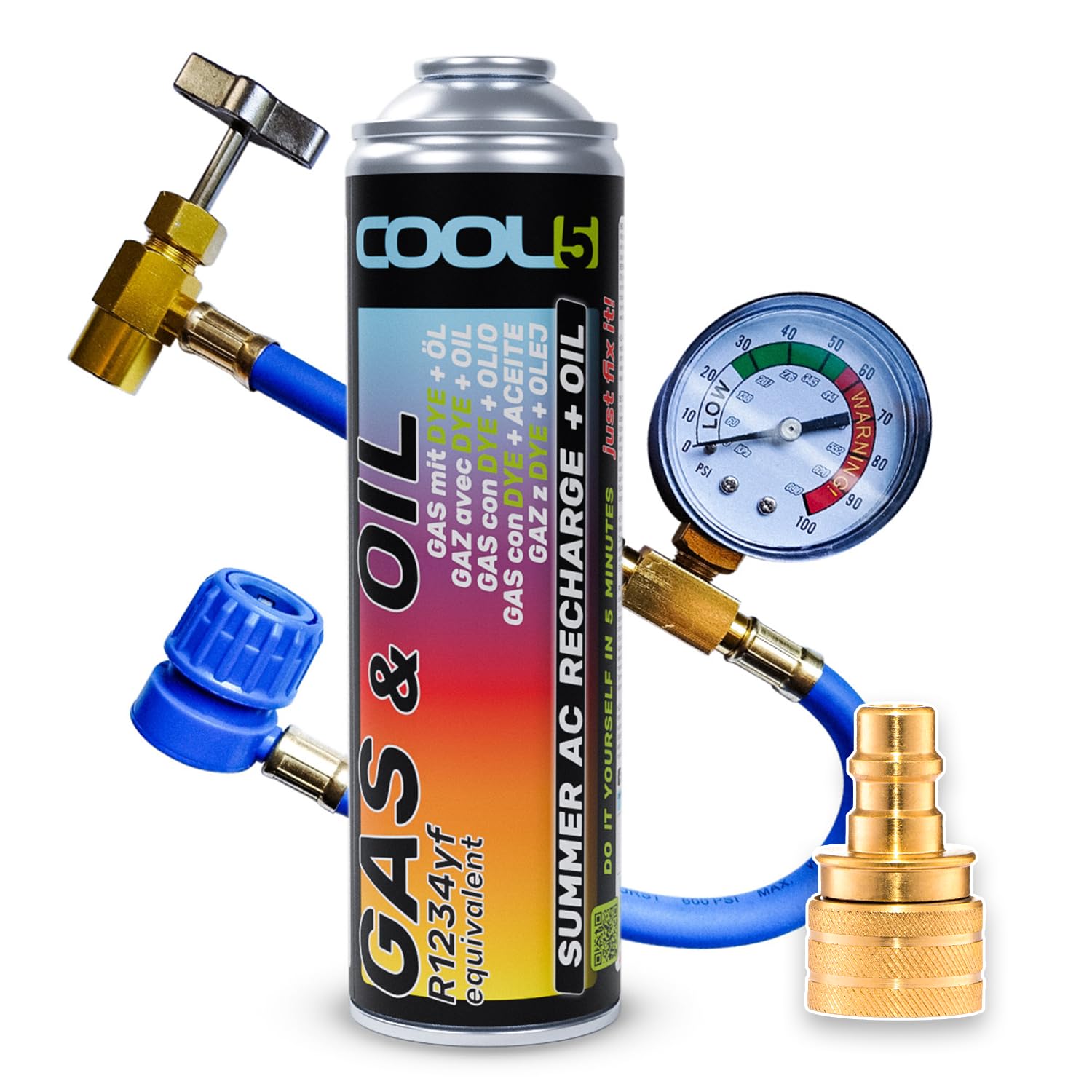 sustituto r1234yf, Sellador, refrigerante para Aire Acondicionado de automóviles, Equivalente a 760 g, 1 Lata, 2 en 1, 290g,