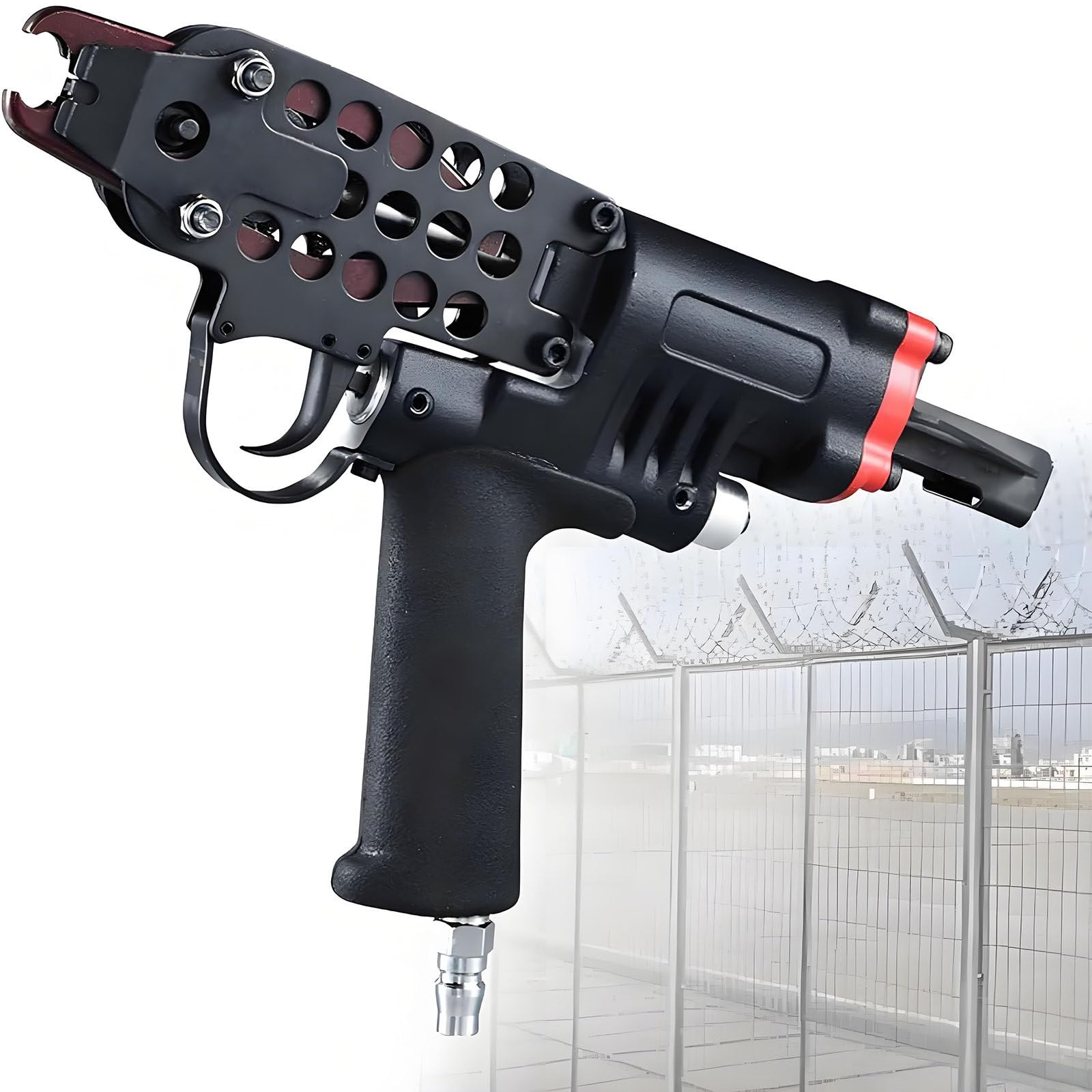 Pistola neumática para tapicería y valla, herramienta grapadora de anillos de cerdo de aire para jaulas y fabricación de asientos