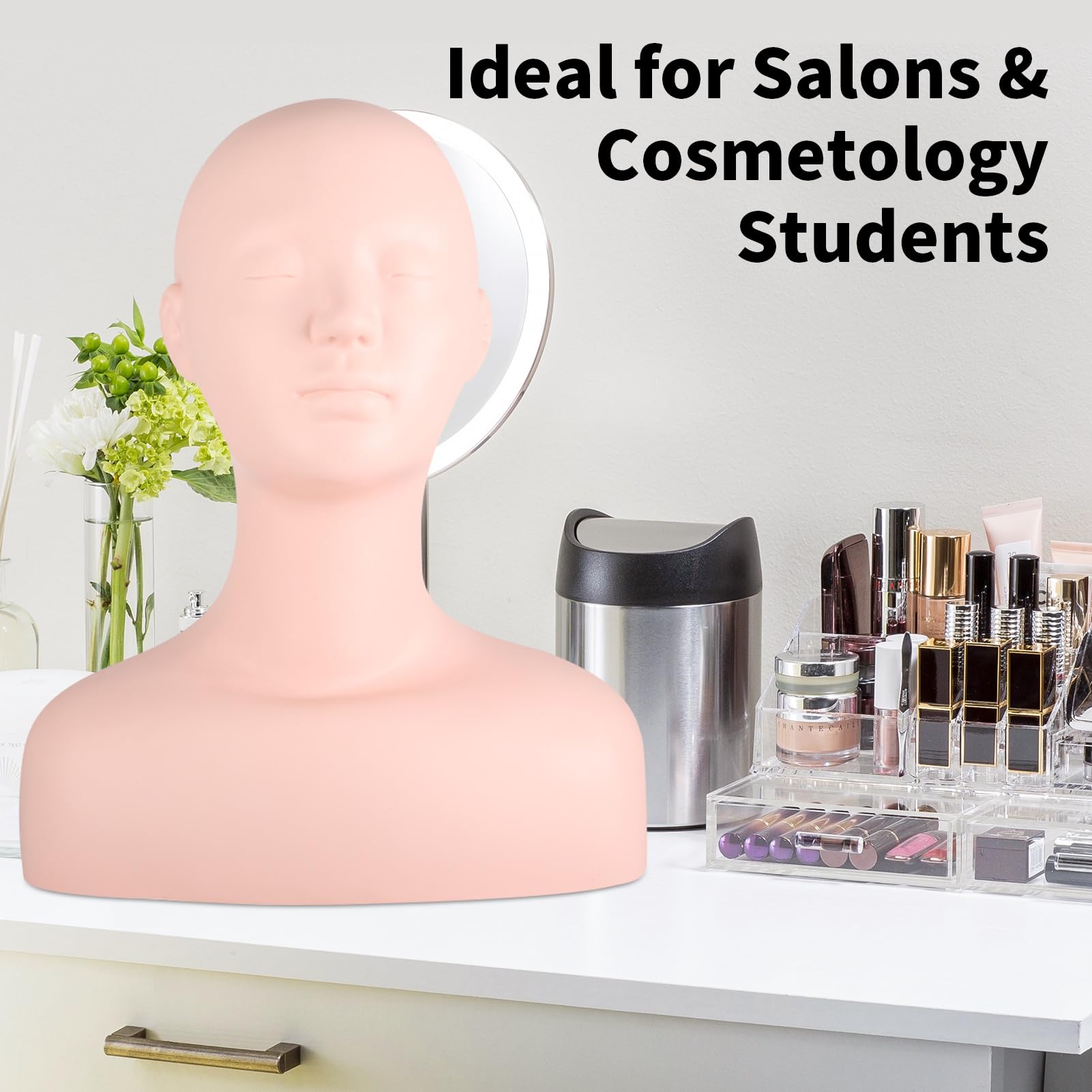 Testa di Manichino Testina multifunzionale per allenamento trucco Testina multifunzionale per allenamento umano con spalle Cappelli e parrucche per saloni, massaggi e studi di trucco