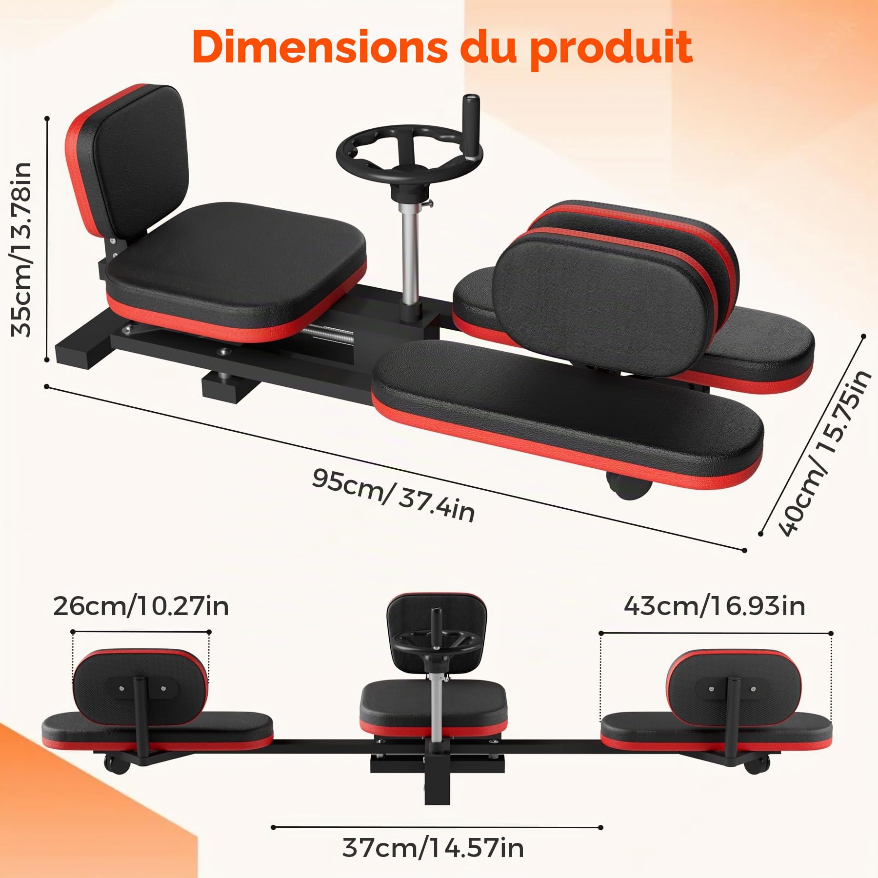 NArra Machine de écart, Machine à étirer Les Jambes 180 ° Réglable de 150 kg - Écarteur de Jambe Robuste - pour Yoga, Gym, Danse, Ballet et Fitness