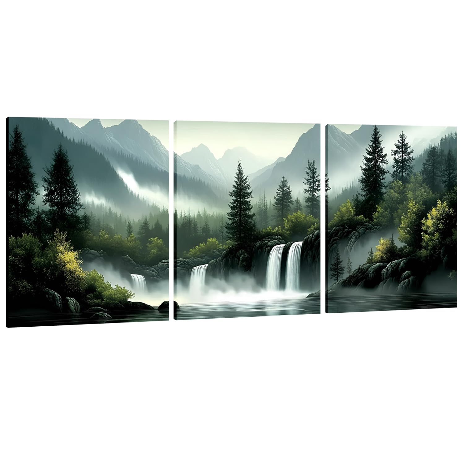 GXUNNAA Canvas Wall Art, Green Forest 3-Piece 30x40 cm for Living Room