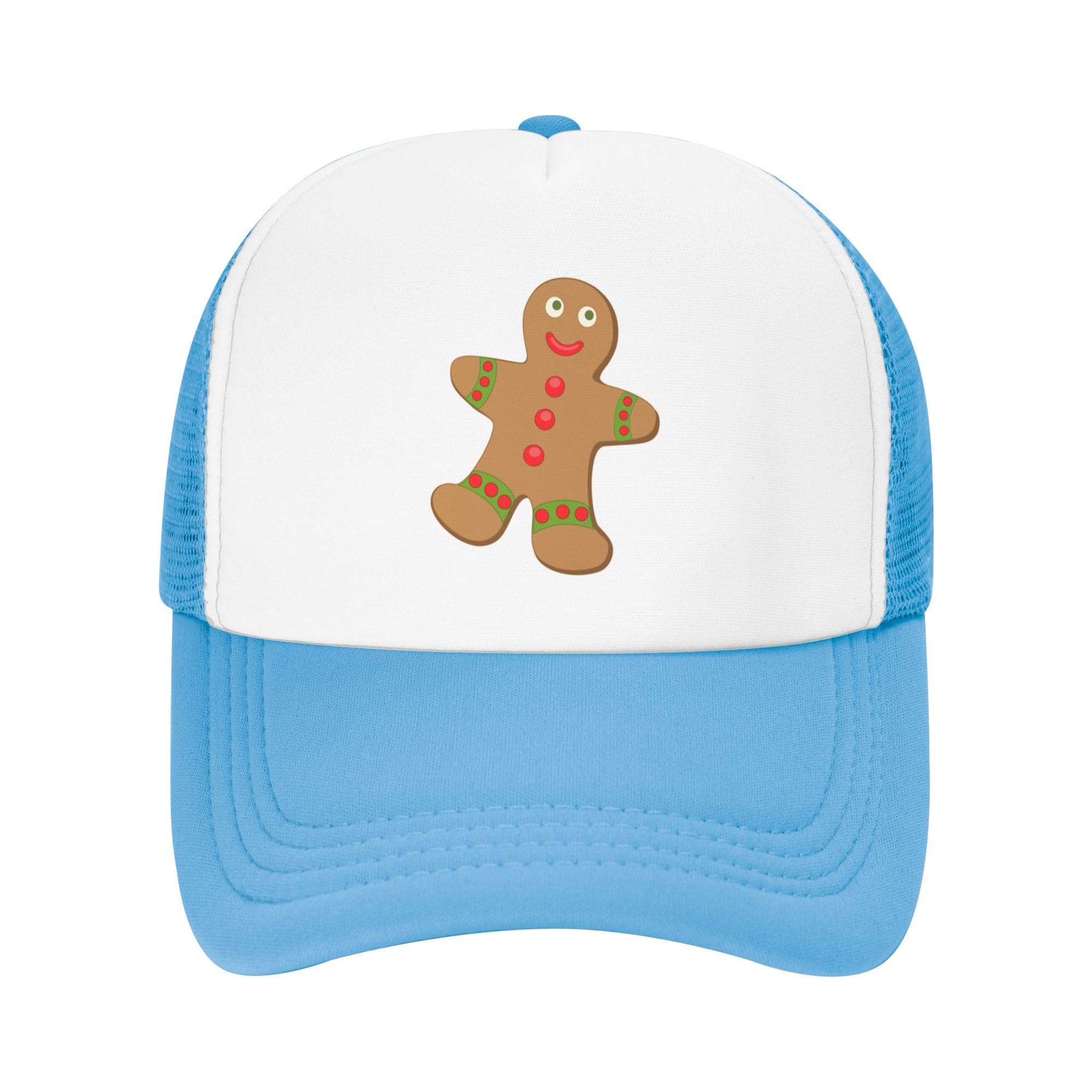 Christmas Gingerbread Lightweight Mesh Baseball Hat Fishing Sun Cap Outdoor Casual Cap Sky Blue