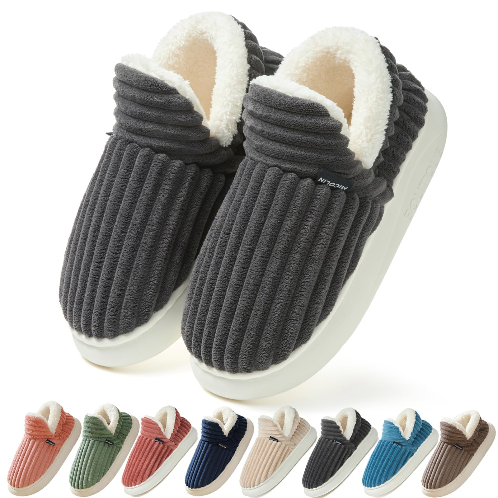 Coswind Pantofole Donna Uomo Invernali Ciabatte Calde Chiuse Peluche with Memory Foam Pelose Eleganti Comode Morbide Antiscivolo