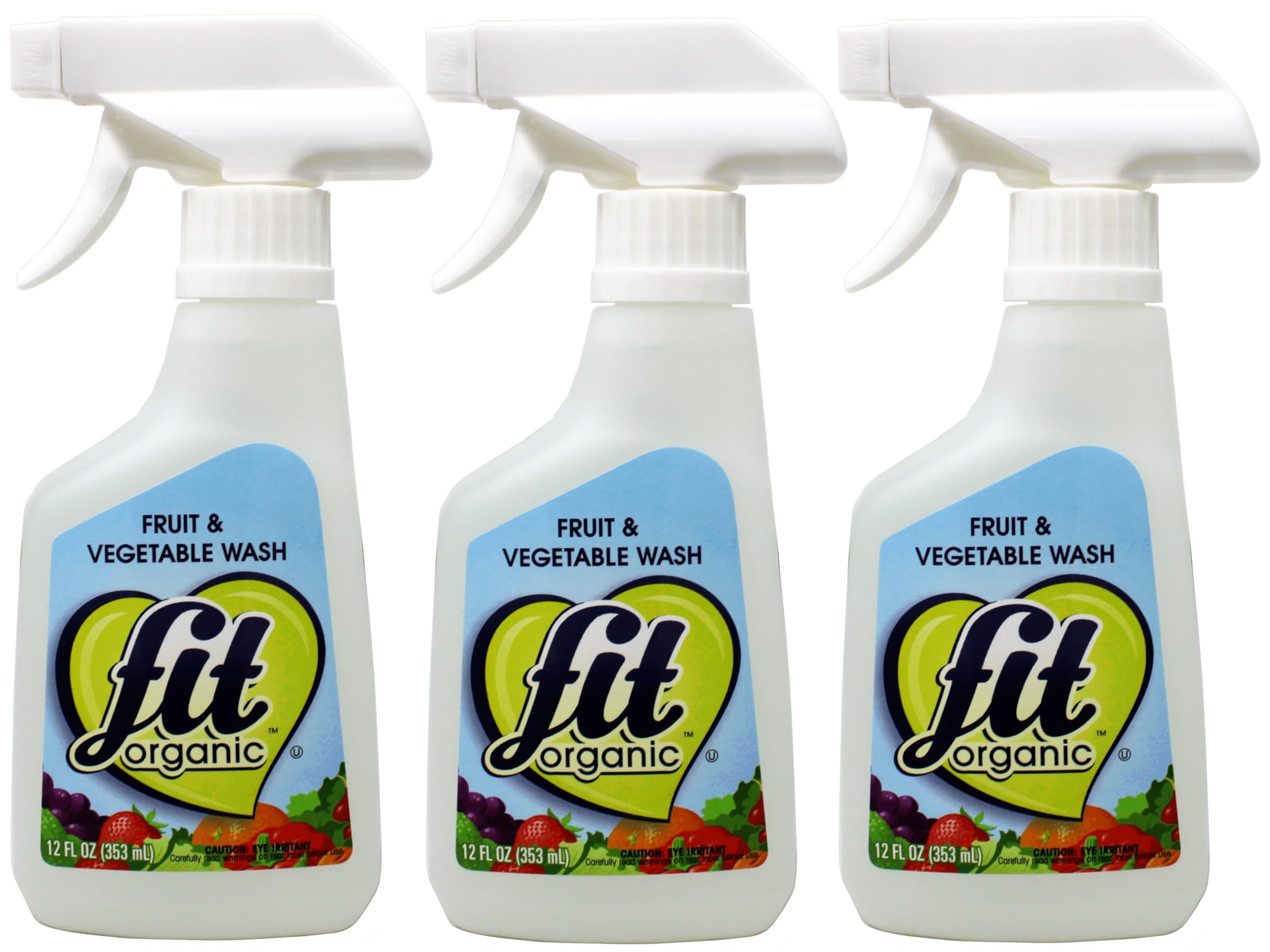 Fit Organic: Produce Wash, Fruit and Vegetable Cleaner, All Natural Insecticide and Wax Remover-12 oz Spray pack of 3