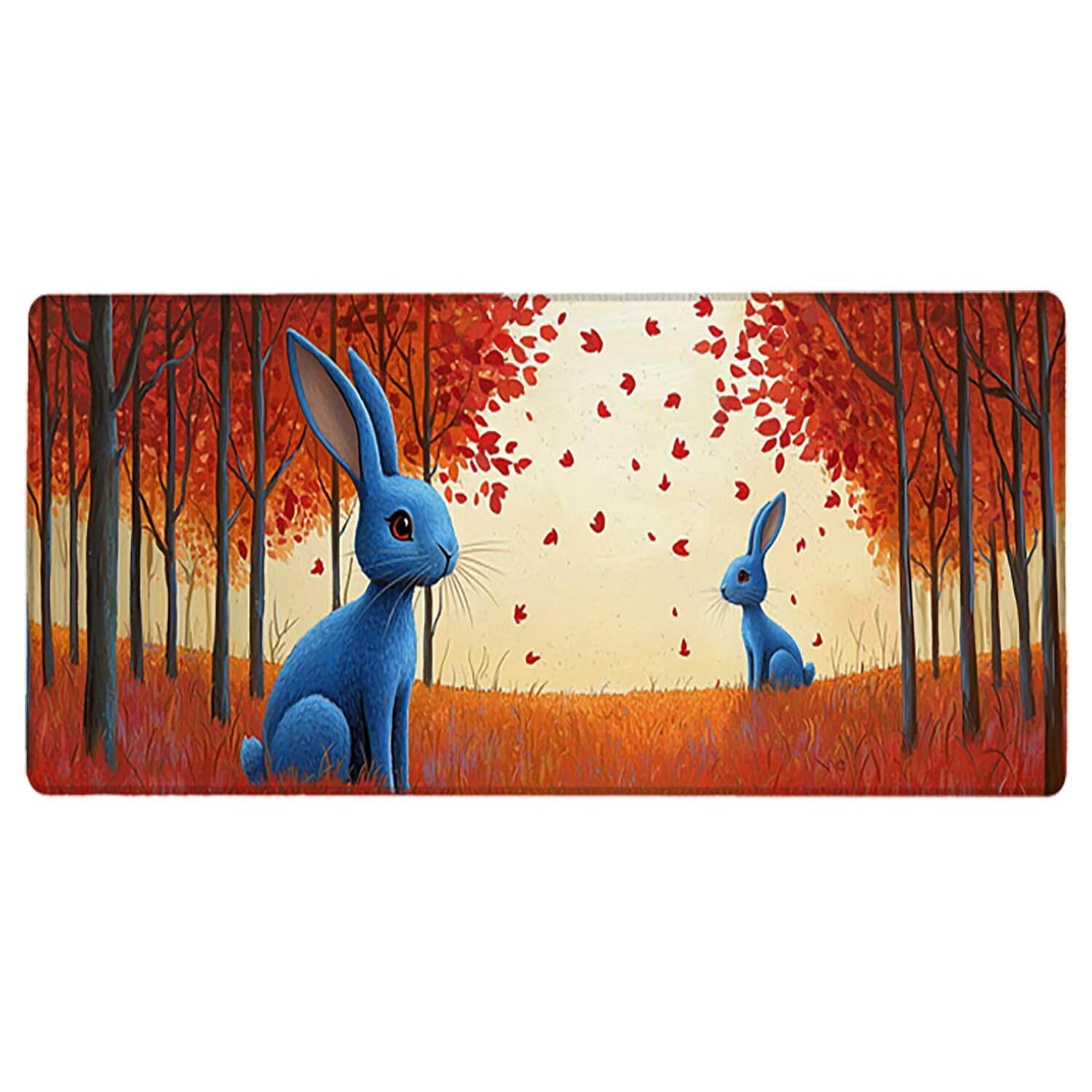 Podkładka pod mysz XXL, zwierzęta, duża gamingowa podkładka pod mysz 1600 x 800 x 3 mm, leśna podkładka pod mysz ze szwami na krawędziach, ponadwymiarowa, antypoślizgowa gumowa podkładka pod mysz