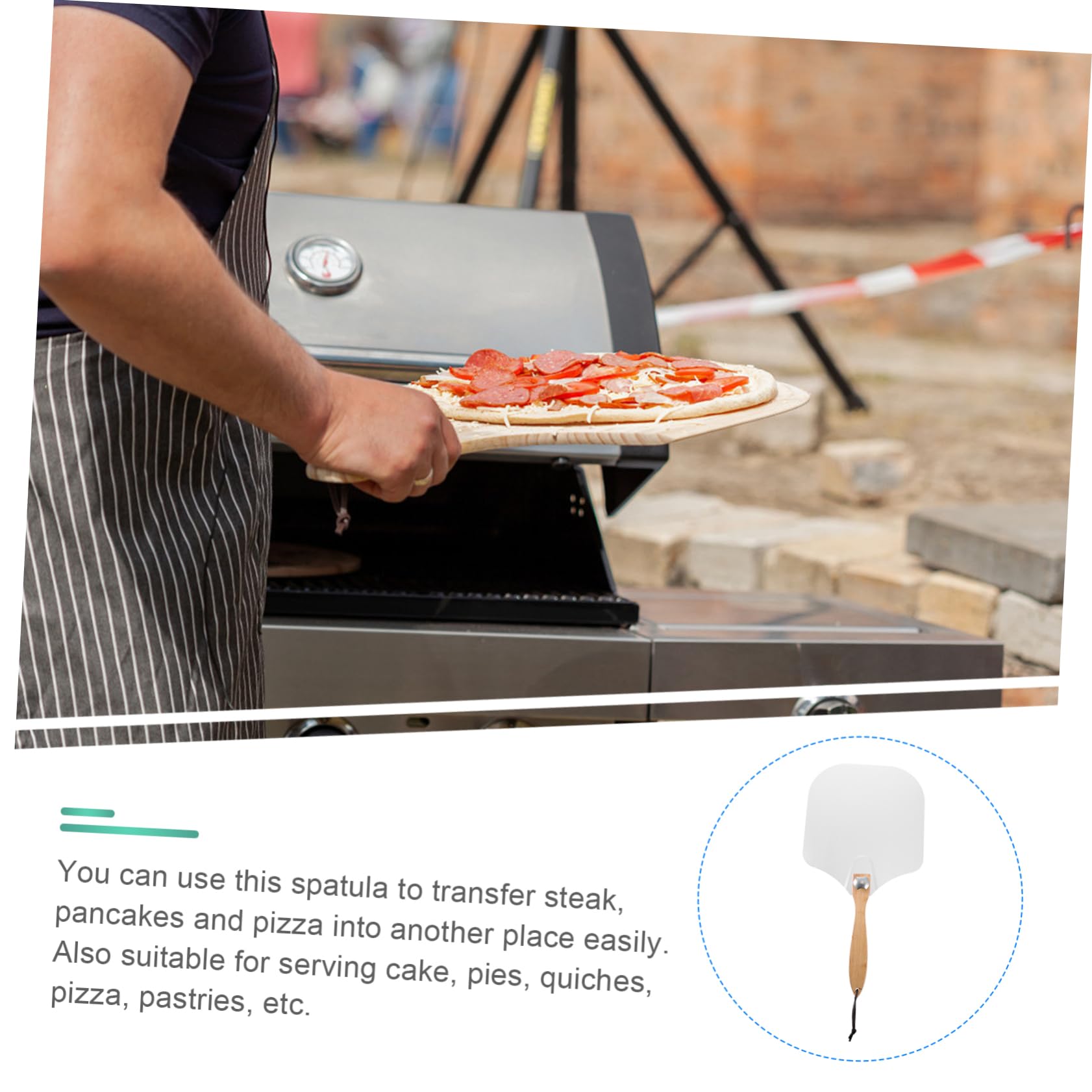 Alipis Faltbarer Pizzaschieber aus Edelstahl und Holz Klappbarer Griff Rostfrei Leicht zu Reinigen zum Backen und Kochen
