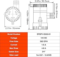 Vista 9 de SEAFLO Bomba de Sentina Serie 01 500 GPH – 12V, Salida de 3/4", Bomba Sumergible Marina con Protección Antibloqueo de Aire, Certificado CE y RoHS