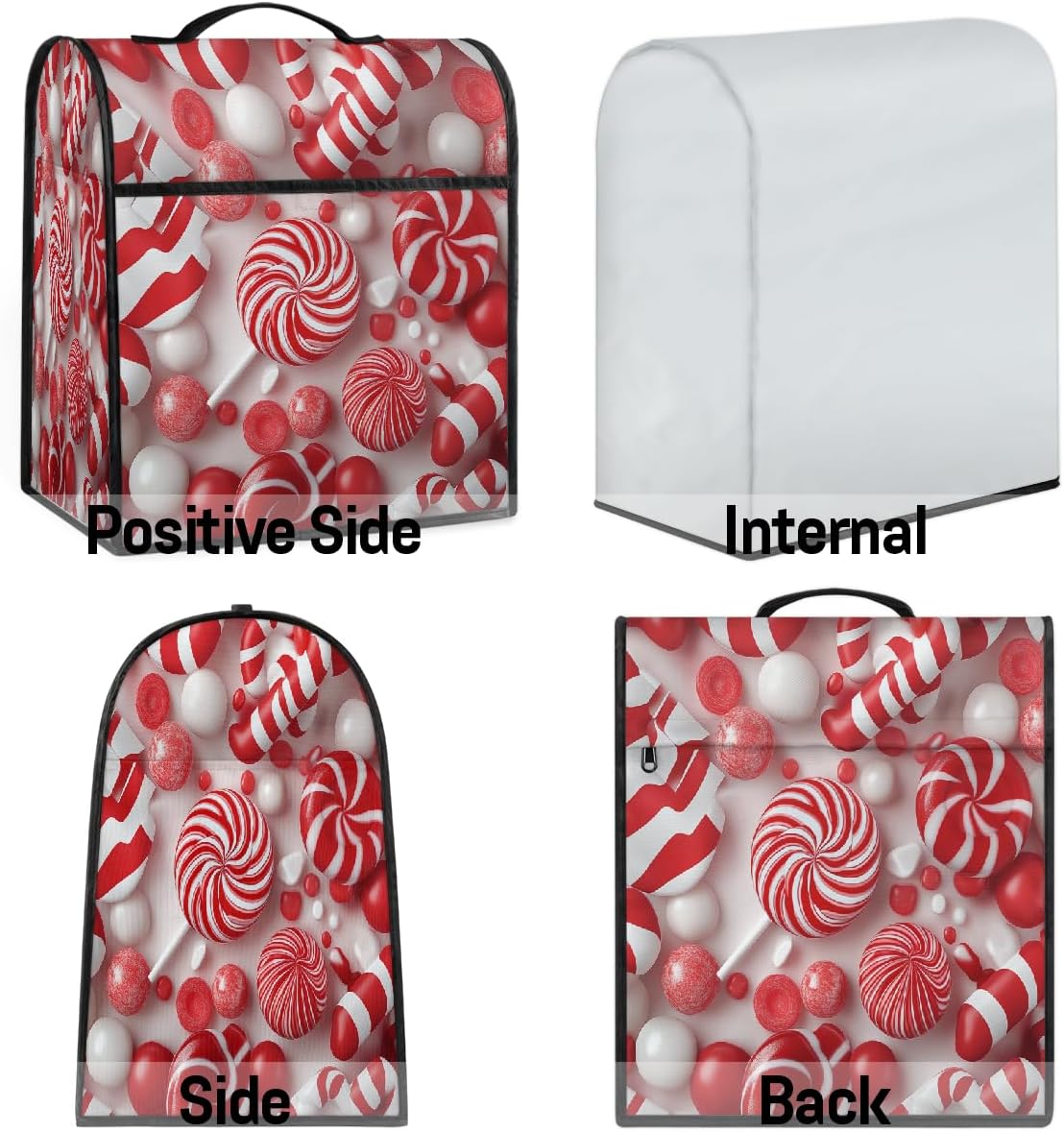 Mixer Cover Red White Candy Lollipops Kitchen Aid Stand Mixer Cover Waterproof Coffee Maker Machine Dust Cover with Pocket, Kitchen Counter Appliance Covers Mixer Assecories
