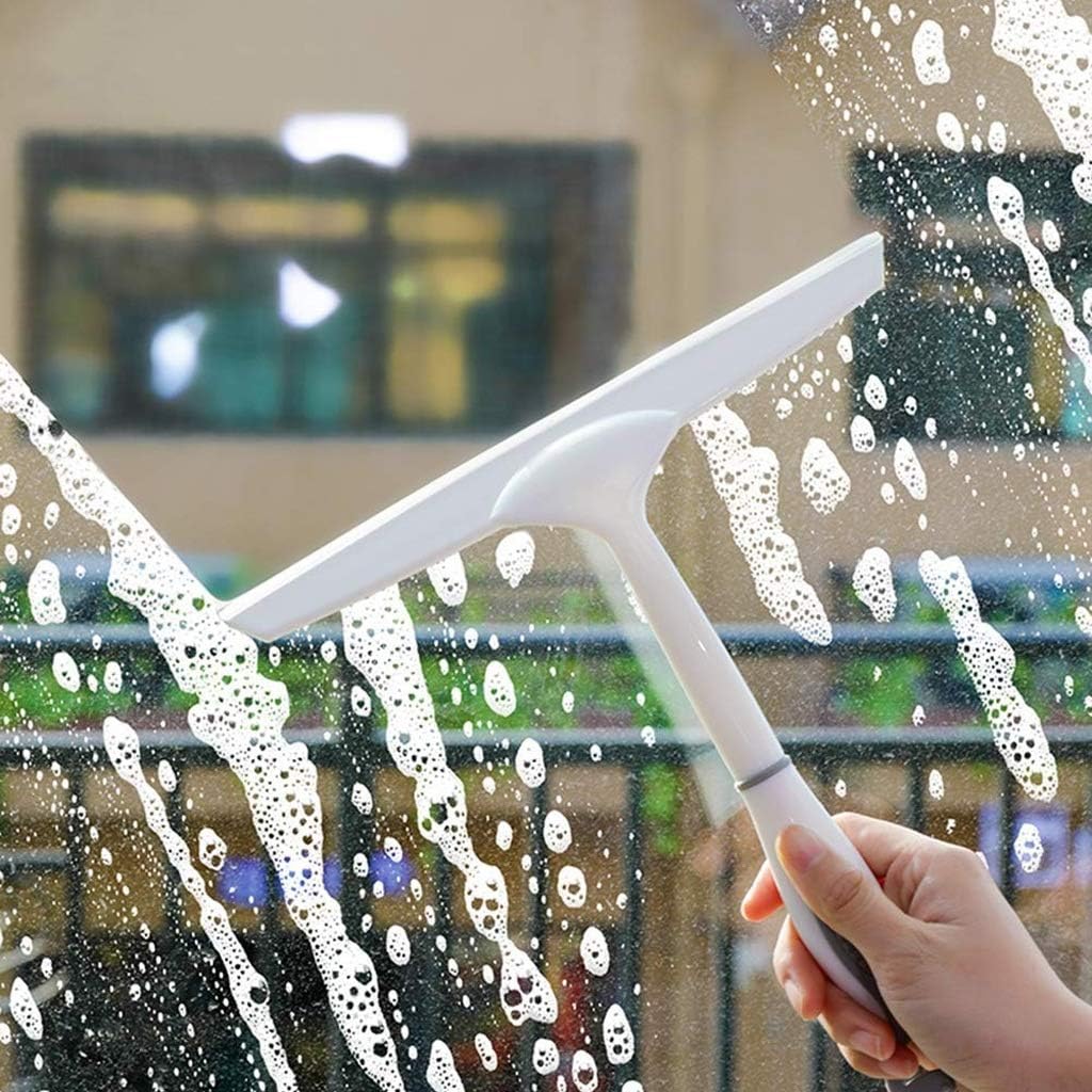 Window Scraper，Rubber Squeegees Glass Wiper Streak Free Handheld Squeegee Cleaner Silicone Blade Hanging Hole
