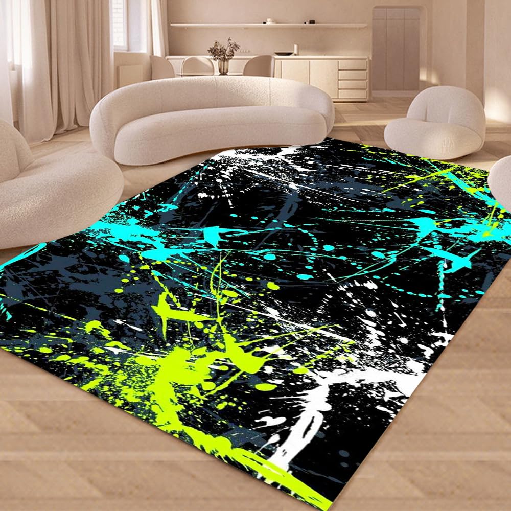 Tapis de peinture néon lavable résistant pour sol de salon