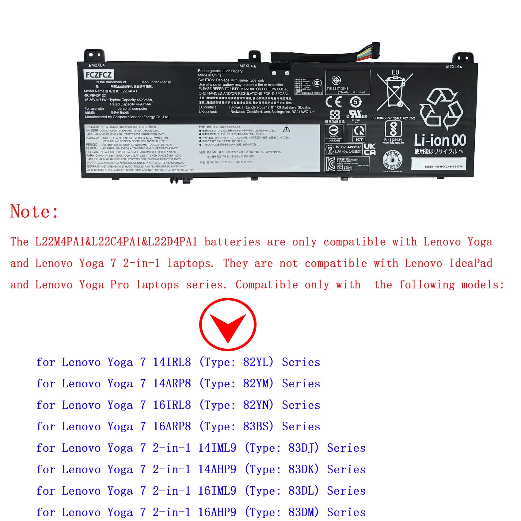 Amazon.com: FCZFCZ L22C4PA1 Replacement for Lenovo Yoga 714IRL8