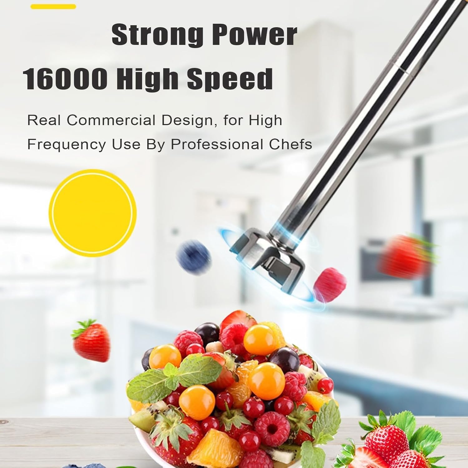 Komercyjny blender ręczny, elektryczny blender kielichowy o zmiennej prędkości 500 W, o dużej wytrzymałości, z blokadą i przyciskiem, długość drążka 500 mm do żywności, koktajli, zup i śmietany