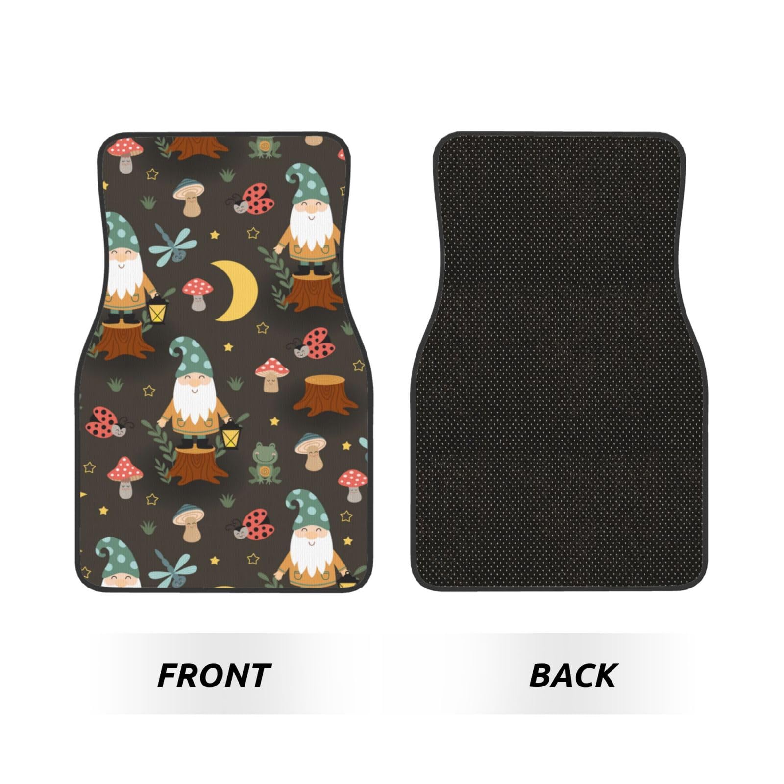 Xiso Ver Gnomes Bees & Sunflowers Car Mats - 4-Piece Set, Anti-Slip Rubber Backing, Universal Fit