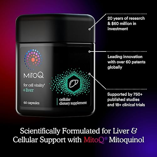 Miniatura 4 de MitoQ +Hígado Premium CoQ10 Antioxidante - Contiene mesilato de mitoquinol, colina, cardo mariano, selenio - Apoya el metabolismo, la salud del