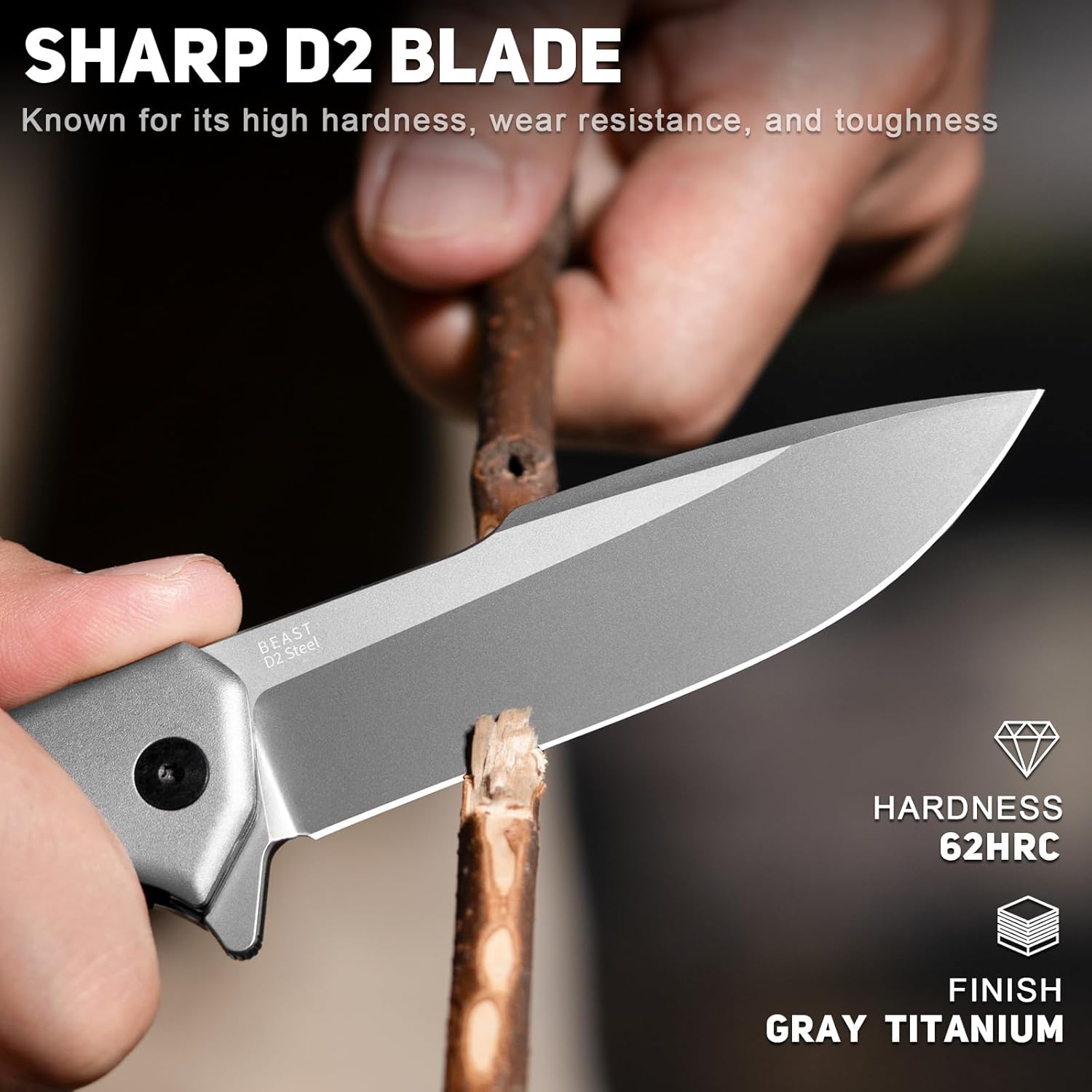 NedFoss BEAST Pocket Knife for Men, 3.42" D2 Steel Tactical Folding Knife, Lightweight EDC Knife with Aluminum Bolster, G10 Handle, Reversible Clip, Gentleman's Knives for Christmas/Birthday/Dad Gifts