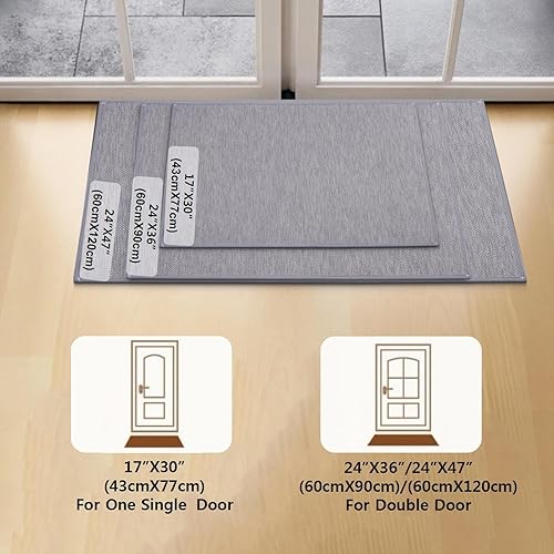 Miniatura 2 de Tapete ultra delgado para puerta de interior, tapete gris para entrada interior, 30 x 17 pulgadas, antideslizante, parte trasera de goma de perfil