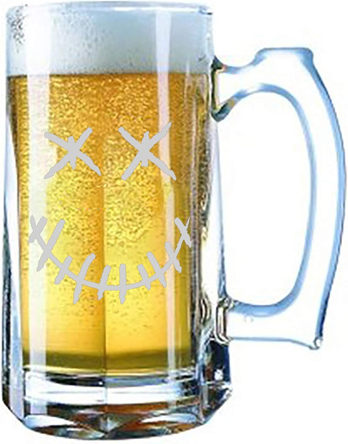 Stitched Skull Face - Giant Laser Engraved Beer Mug 28 Ounces Beer Stein (Smile)