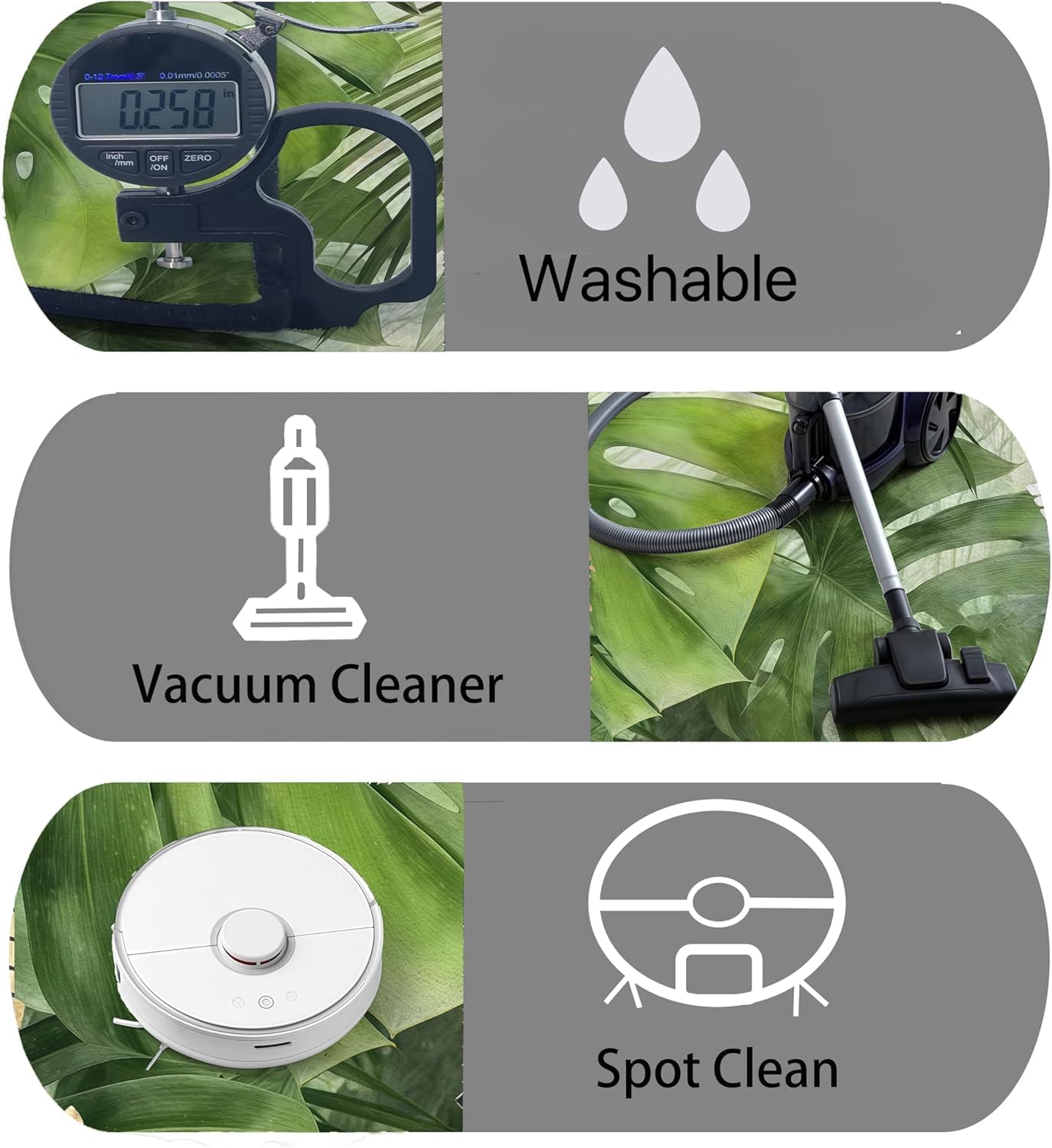 Kitchen Rug Sets of 2 Piece Washable Low Pile Set Mat for Entryway Non Slip Geen Leaf Pattern Area Rug Sets for Indoor Living Rooms Kitchens