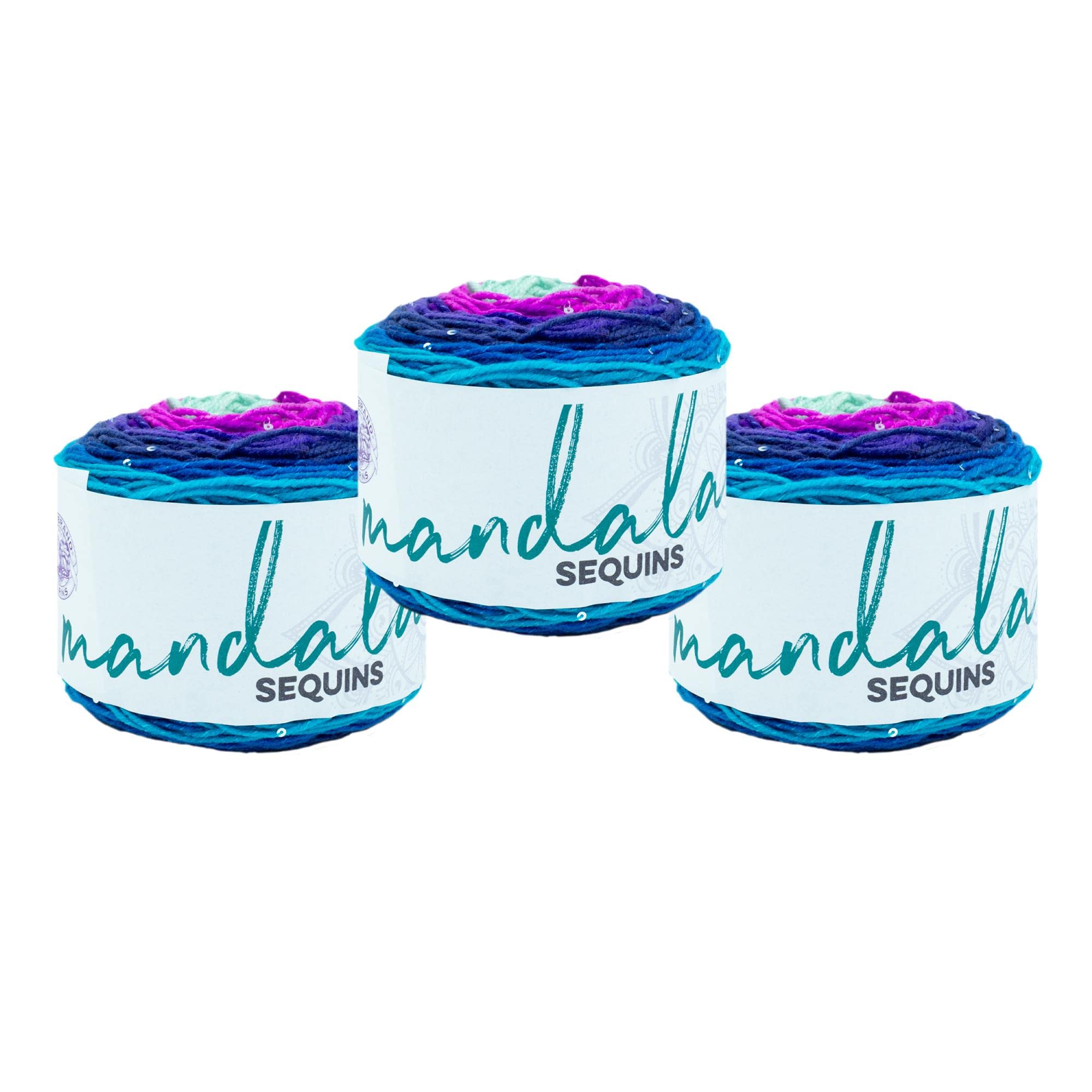 Lion Brand Yarn - Hilo de lentejuelas mandala (3 unidades), tanzanita