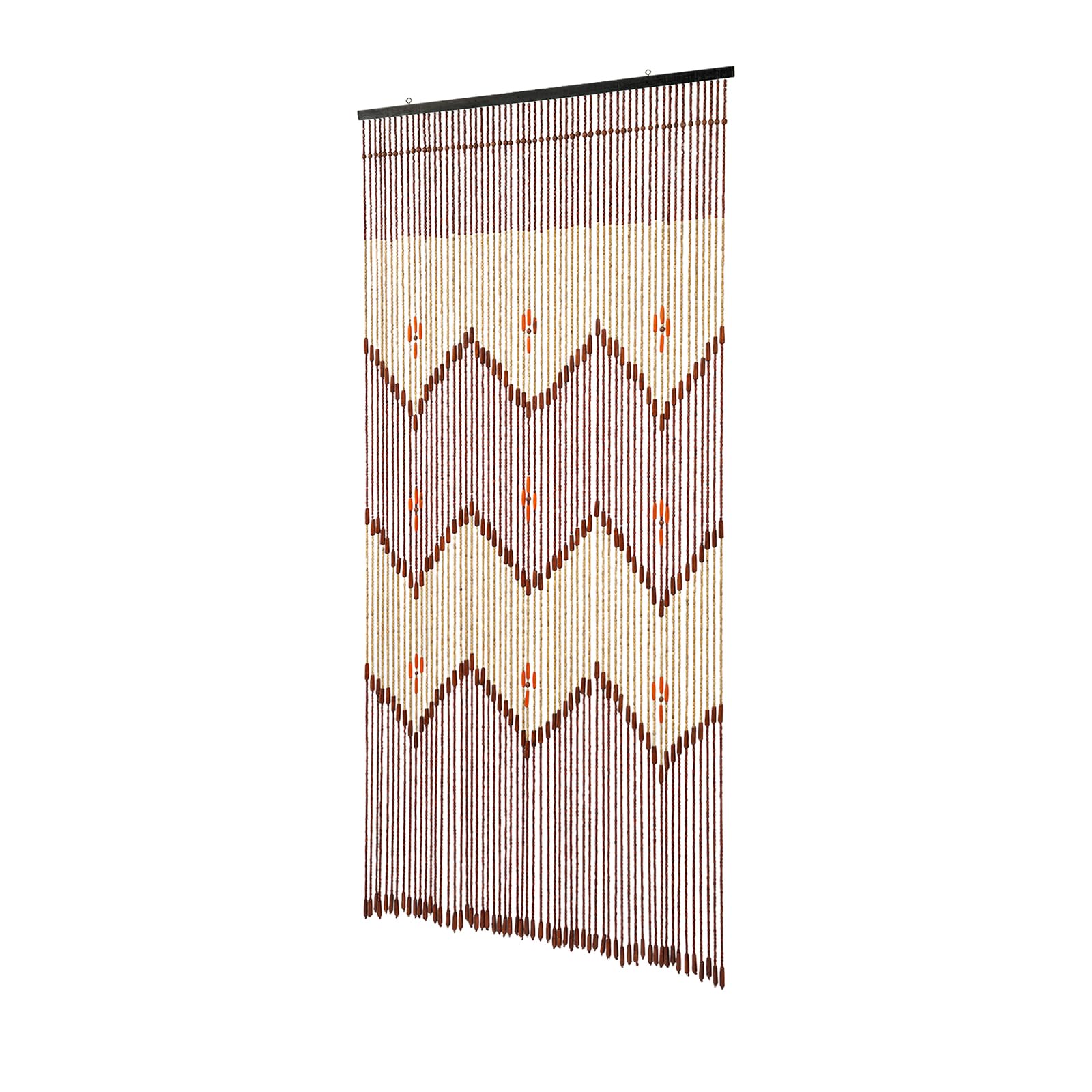 Rideau de Porte en Perles de Bois 90x194 cm, Rideau décoratif bohème rétro avec 60 brins, séparation de pièce pour Porte entrée Salon Chambre Balcon