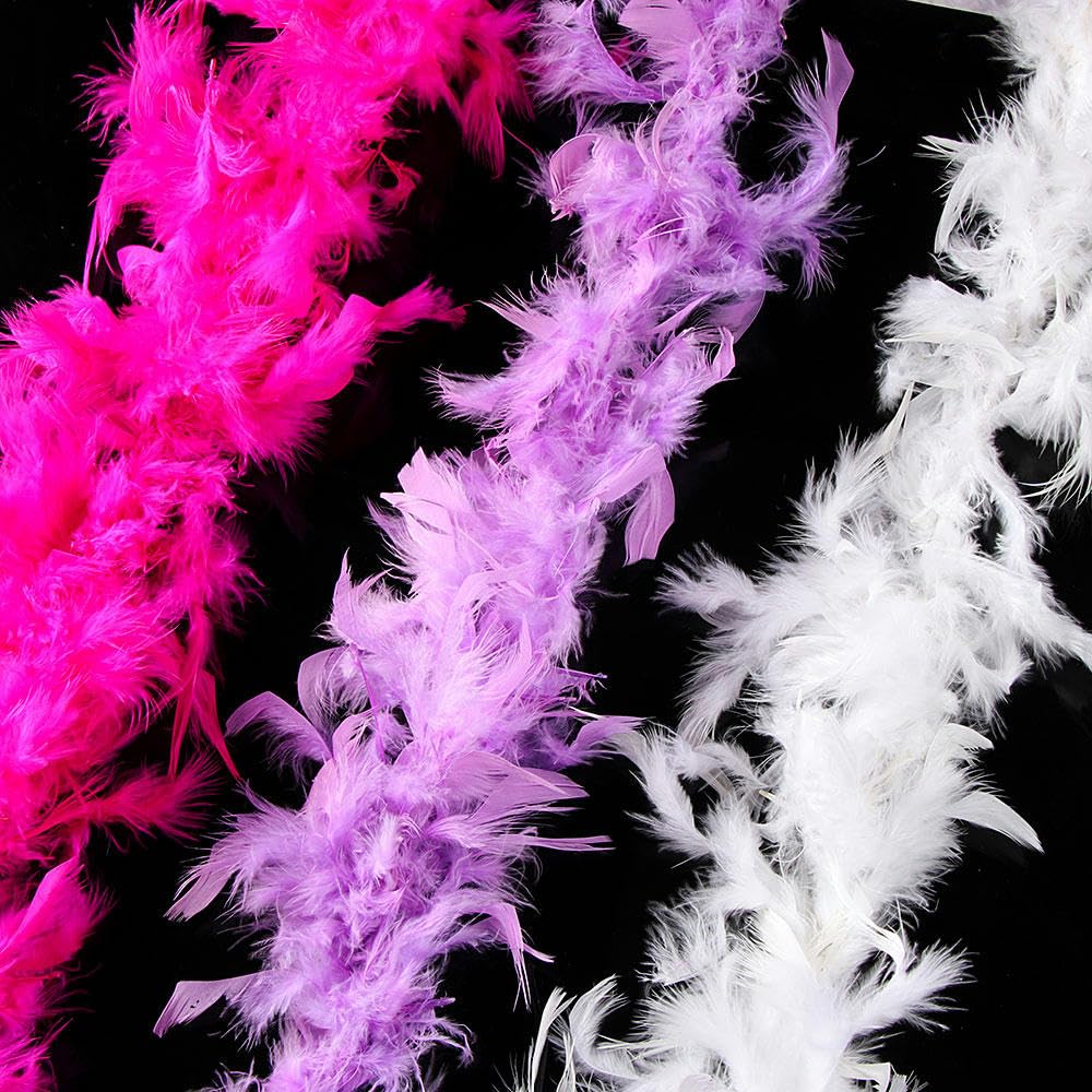 Bande boa en plumes de 2 m pour loisirs créatifs, déguisement, décoration de fête de mariage, vêtements à coudre et tissu pour femme, ruban brodé ( blanc