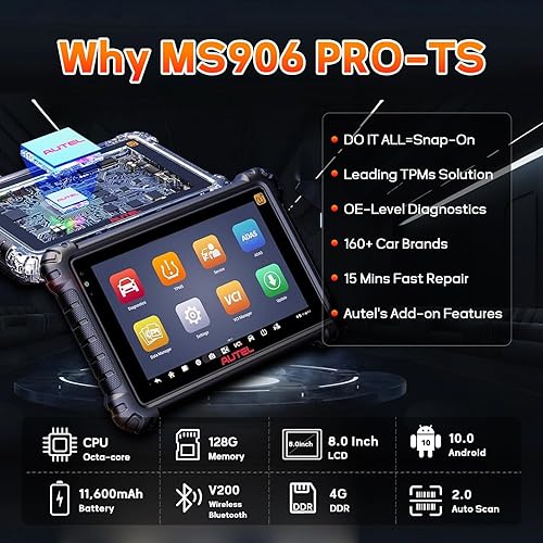 Vista 9 de Autel Escáner MaxiSys MS906 Pro-TS, herramienta de escaneo de diagnóstico superior para todos los sistemas con función TPMS completa, hasta MP900TS