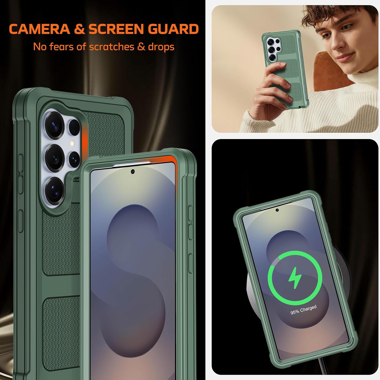 for Samsung Galaxy S25 Ultra Case with Belt Clip Holster,Anti-Drop (Green)