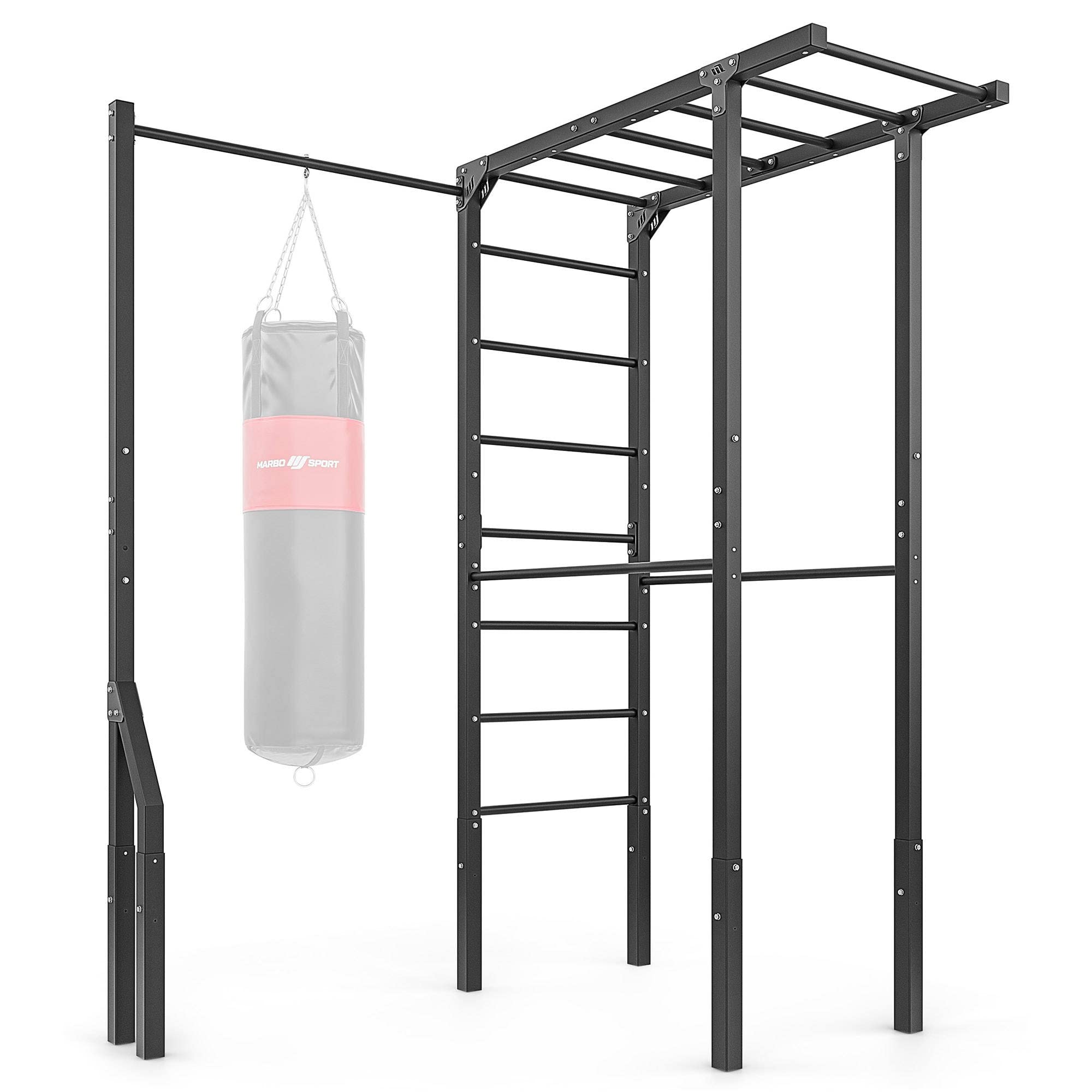 Marbo Sport MO-Z4 Outdoor Sprossenwand mit Boxsackhalterung und Dip-Stangen