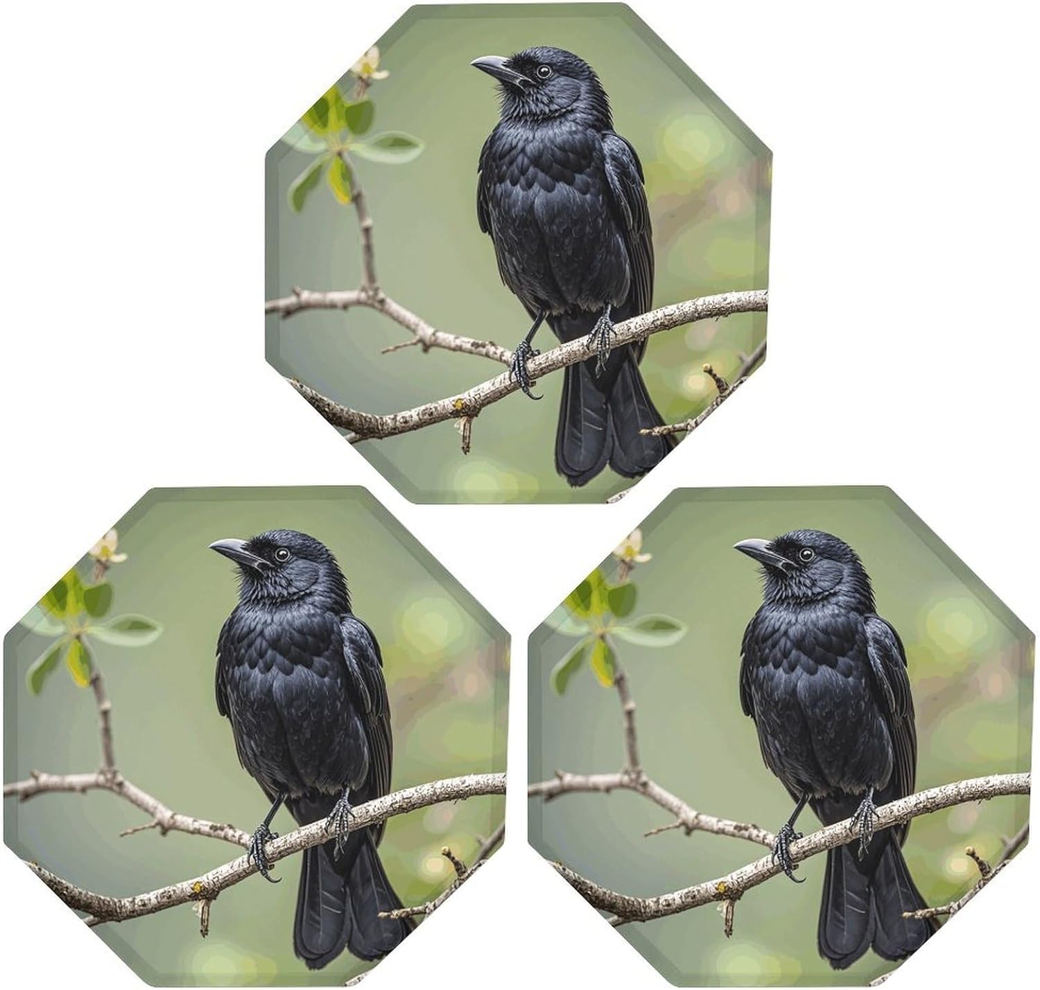 Ctagon Metal Sign for Home, Modern Display Plate for Kitchen, Black Crow Birds on A Branch Plates Accent Hanging Wall Decorations 3PCS for Living Room, Bedroom, Hallway, Hotel