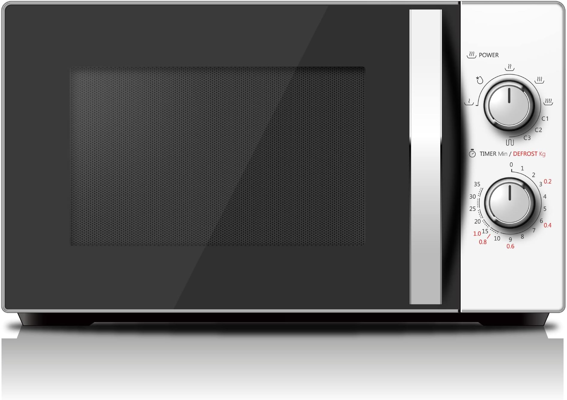 TOSHIBAMicrowave Oven 20 Liter 700W Solo Microwave Oven With Function Defrost 5 Power Setting 0-35min Timer Stylish Design White Model MW-MM20P(WH)-P