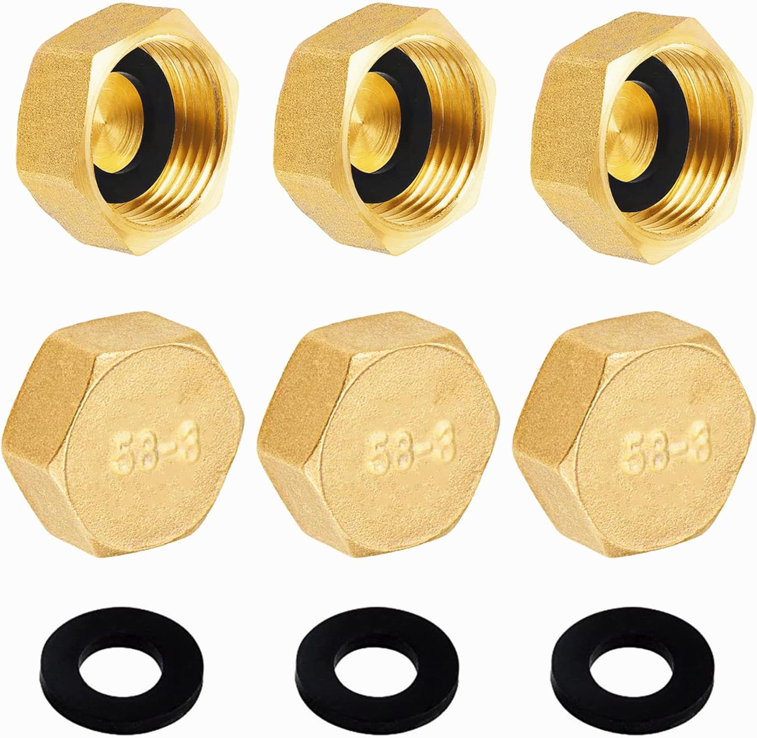 Brass Blanking Cap 1/2 inch(19.5mm),6pcs Brass Blanking Stop Caps 1/2