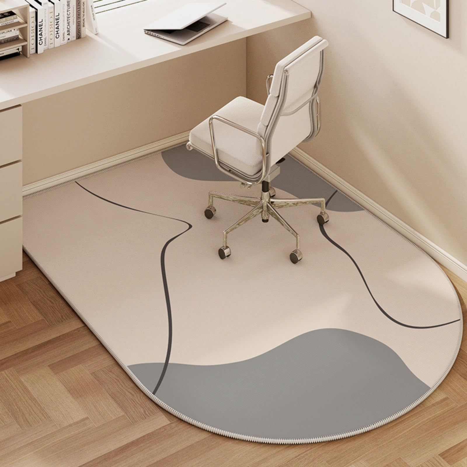 Odot Office Chair Mat for Carpeted and Hardwood Floor Protector, Modern Non-Slip Computer Gaming Rolling Chair Desk Mat Protection Carpet for Wooden Floors (Grey,100x150cm)