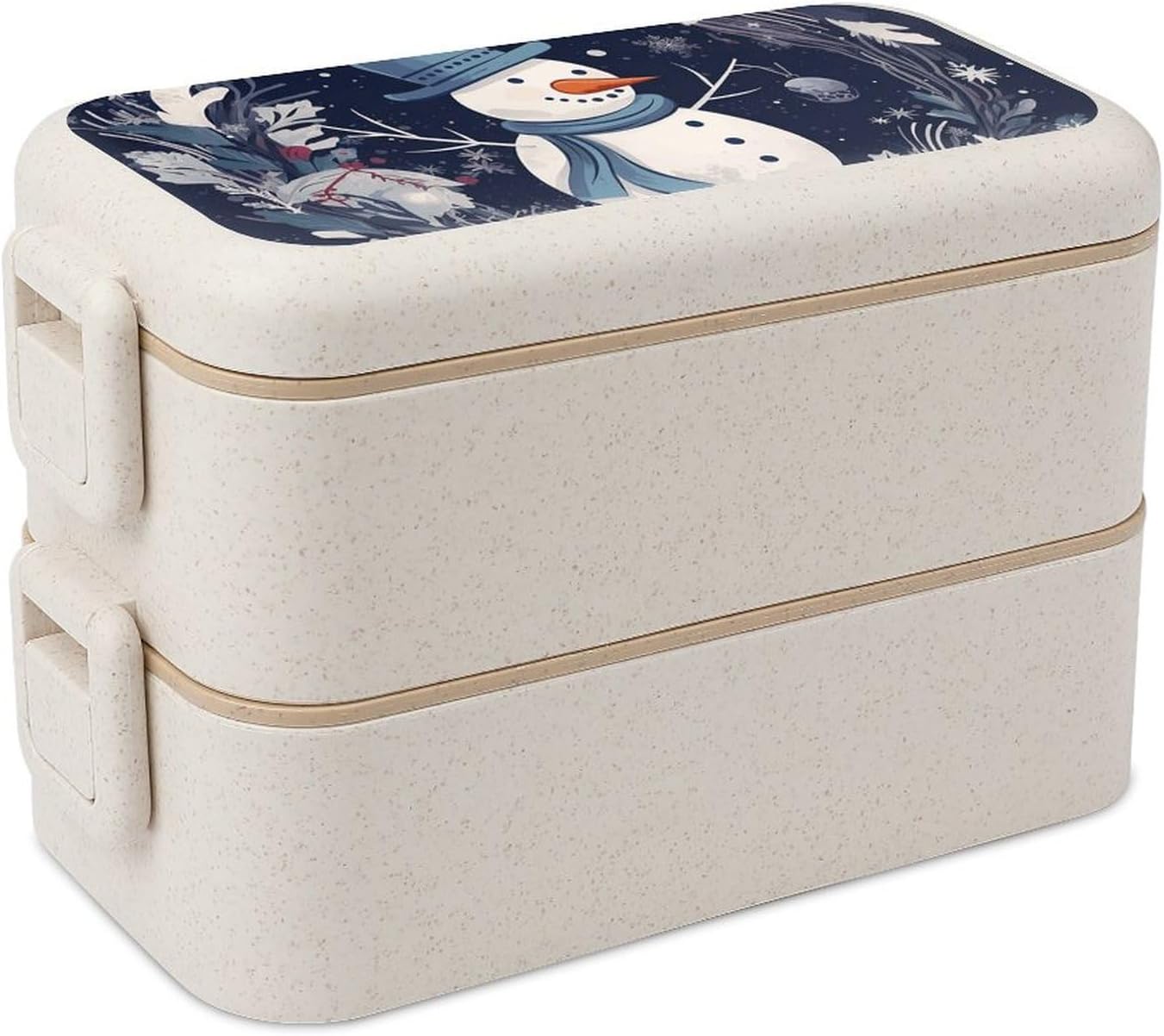 Lunch Box Bento Premium Snowman And Winter Printed Bento Box Bento with Spoon And Fork with Compartment Containers Suitable for Men And Women, style