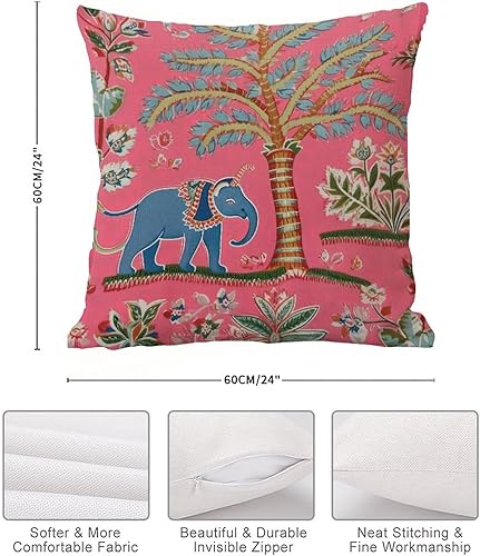 Miniatura 7 de Chinoiserie Goa - Fundas de almohada de elefante primitivo de flora y fauna asiática, funda de almohada colorida, funda de cojín de animales para