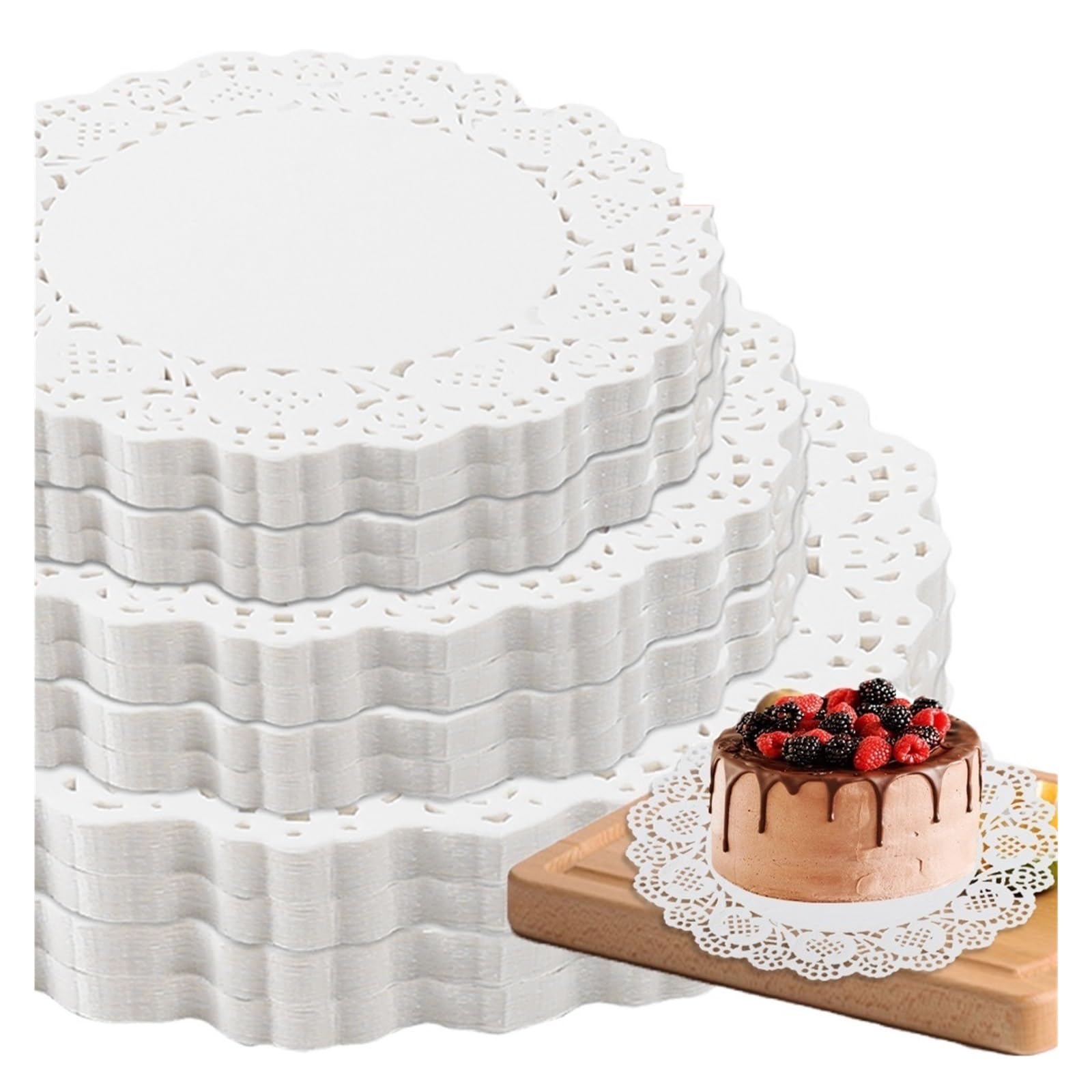 xulvoz Paper Doilies 300Pcs Round Mat Paper Doily Lace Brim Cupcake Pad for Fried Food Dessert Cookies Party Wedding Table Decor Biscuit Cake Pad For Cakes Desserts